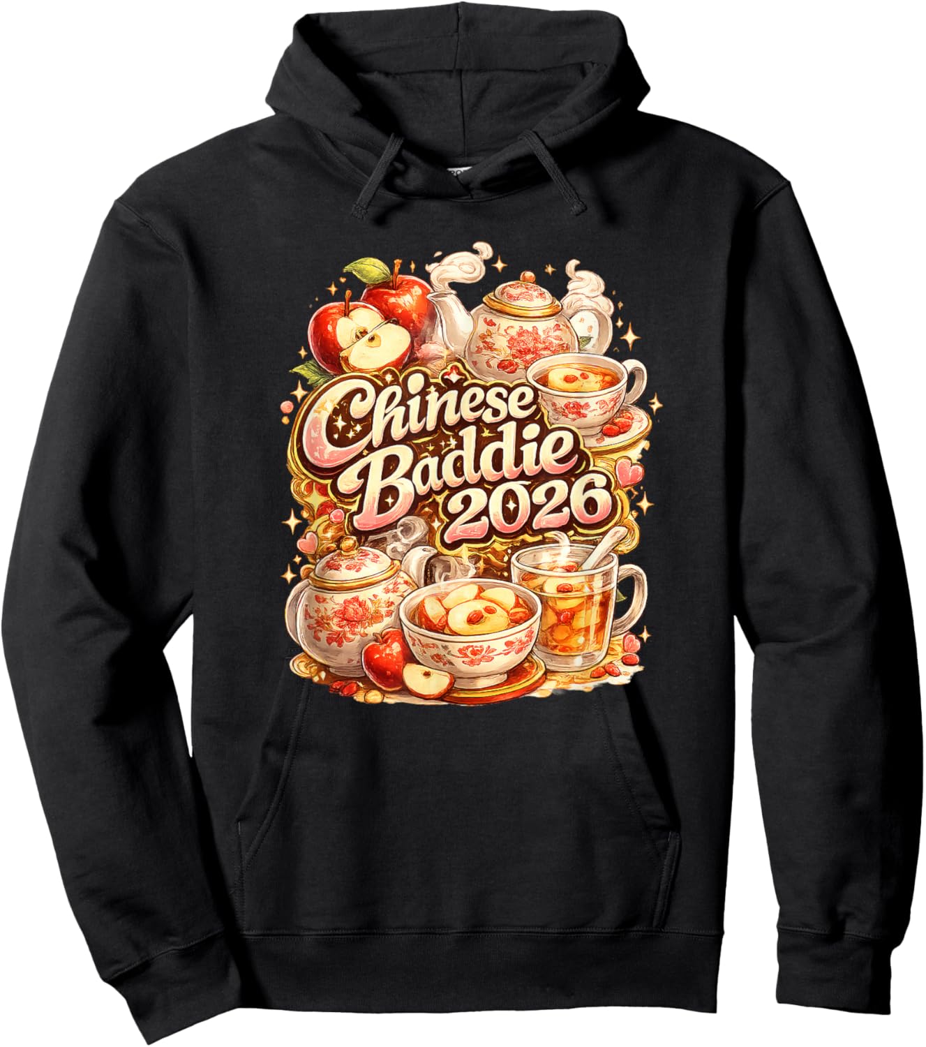 Chinese Baddie 2026 Boiled Apple Tea Hoodie - Hoodie | Black