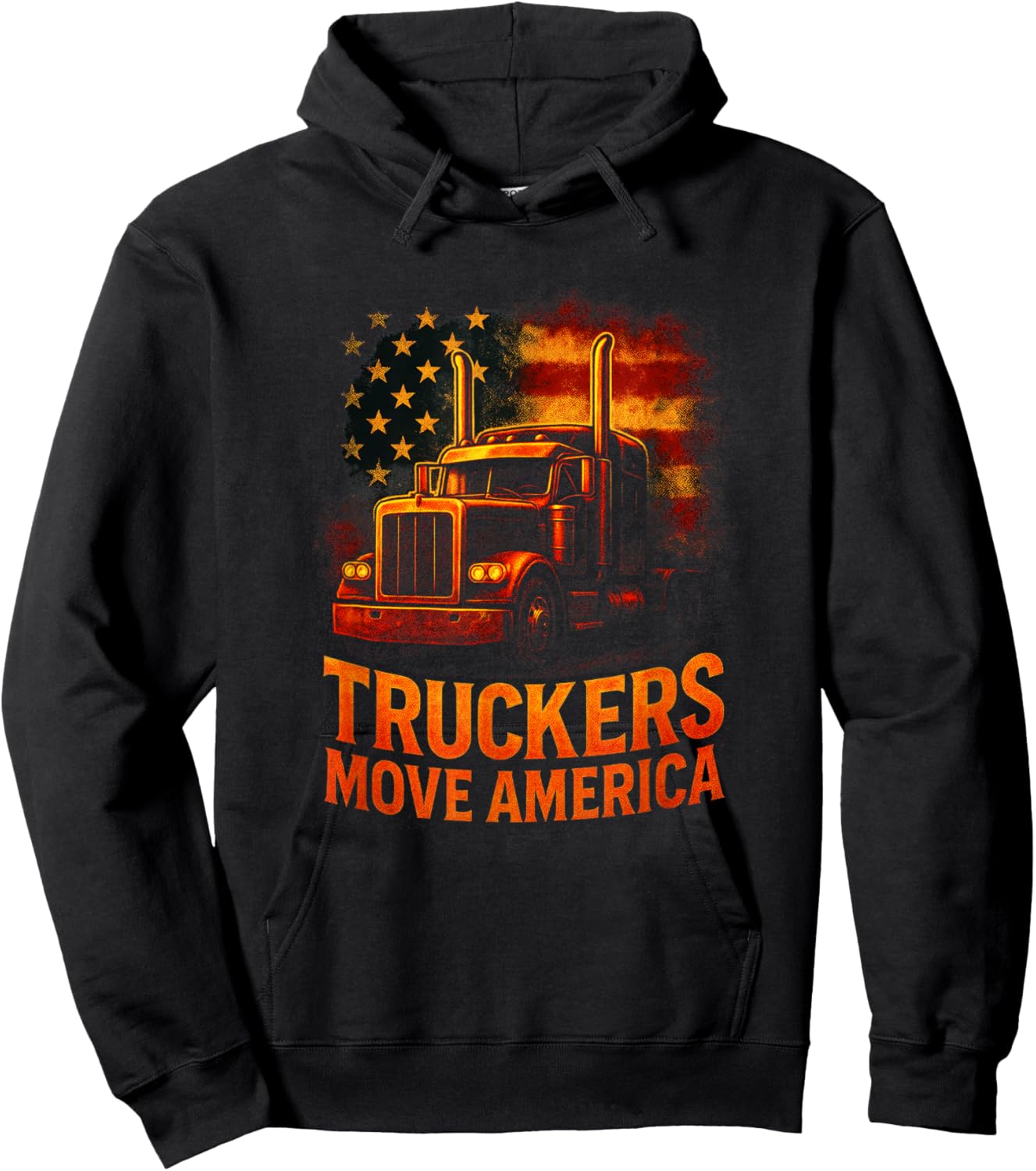 Truckers Move America - Patriotic Truck Driver Humor Hoodie - Hoodie | Black