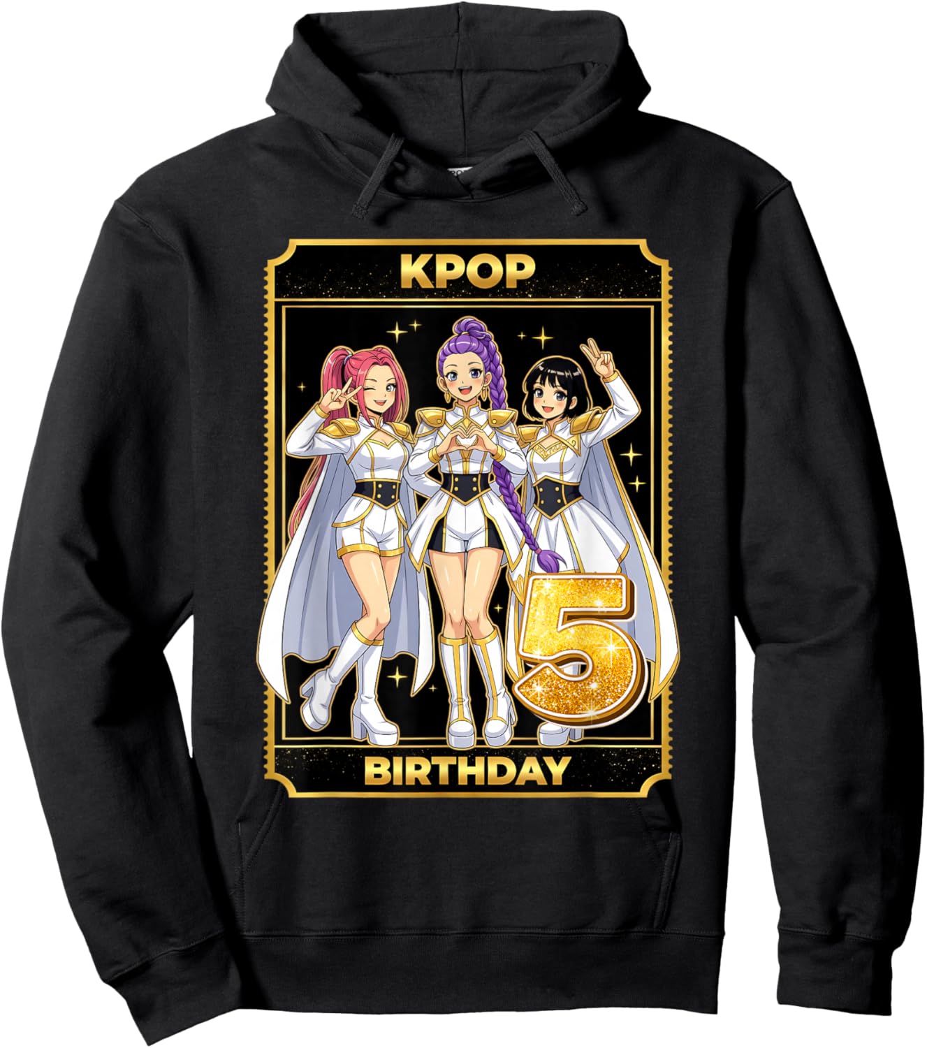 5th Birthday K-pop Star Korean Pop Music Lovers Girls Bday Hoodie - Hoodie | Black