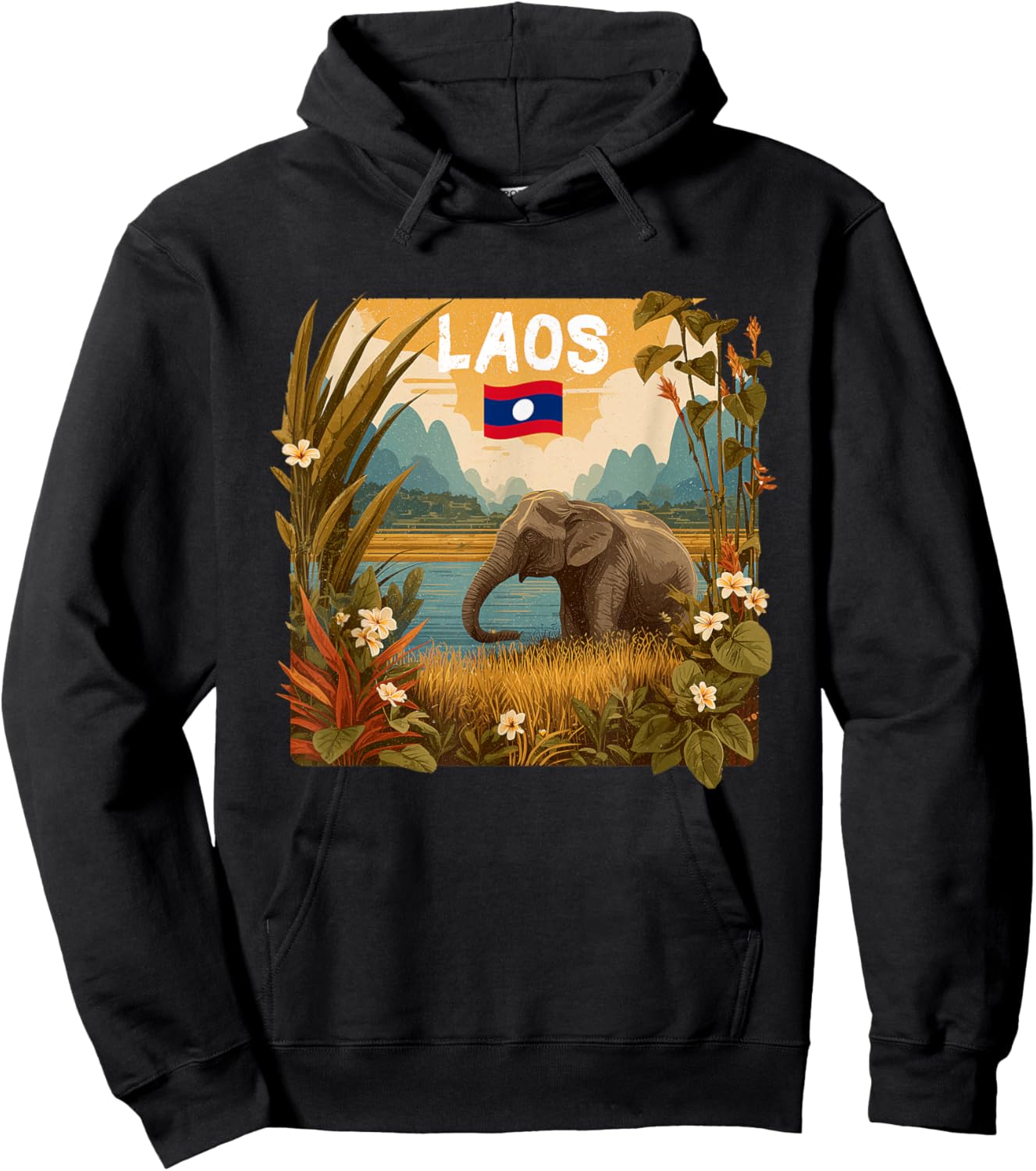 Pretty Elephant Costume with Laos Nature Costume Hoodie - Hoodie | Black
