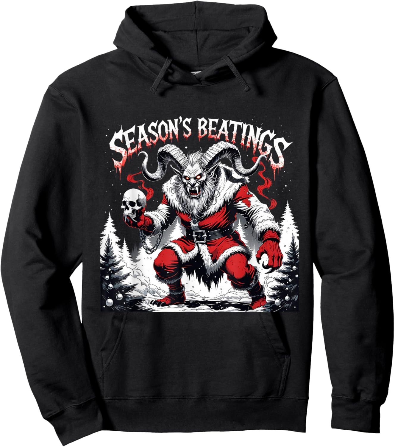 Season’s Beatings Krampus Horror Christmas Hoodie - Hoodie | Black