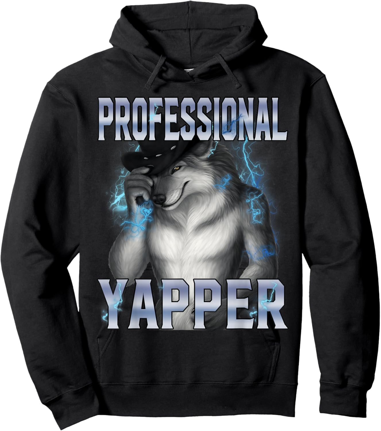 Professional Yapper Howling Werewolf Meme Gen Alpha Humor Hoodie - Hoodie | Black