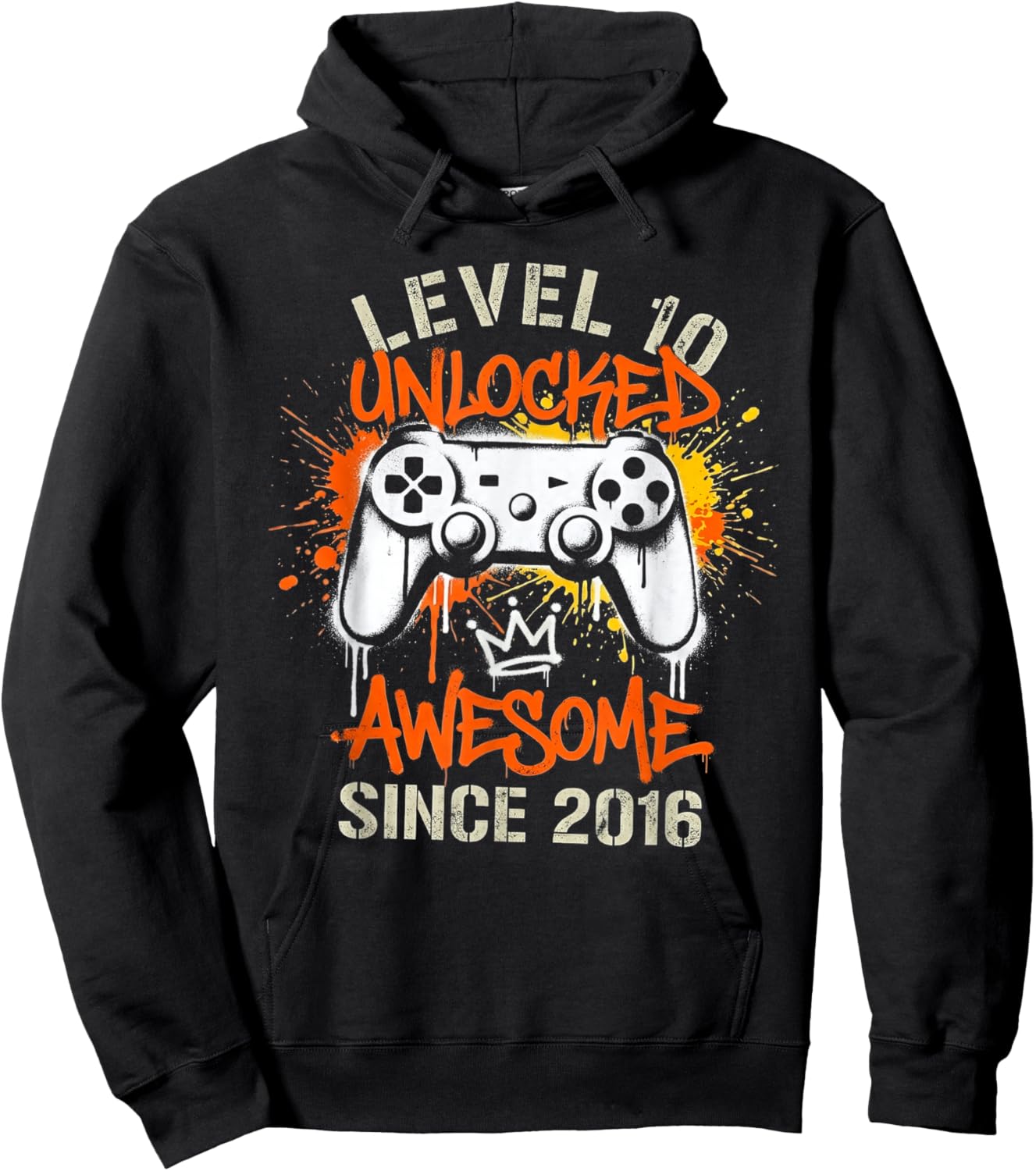 10 Year Old Boy Level 10 Unlocked Awesome 2016 Birthday Hoodie - Hoodie | Black
