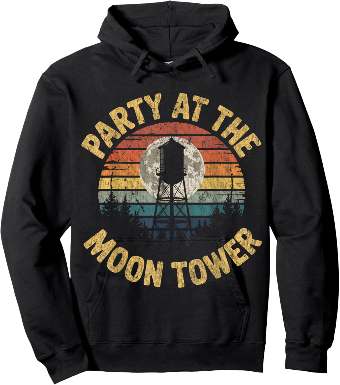 Party at The Moontower Retro Vintage Vibes Hoodie - Hoodie | Black