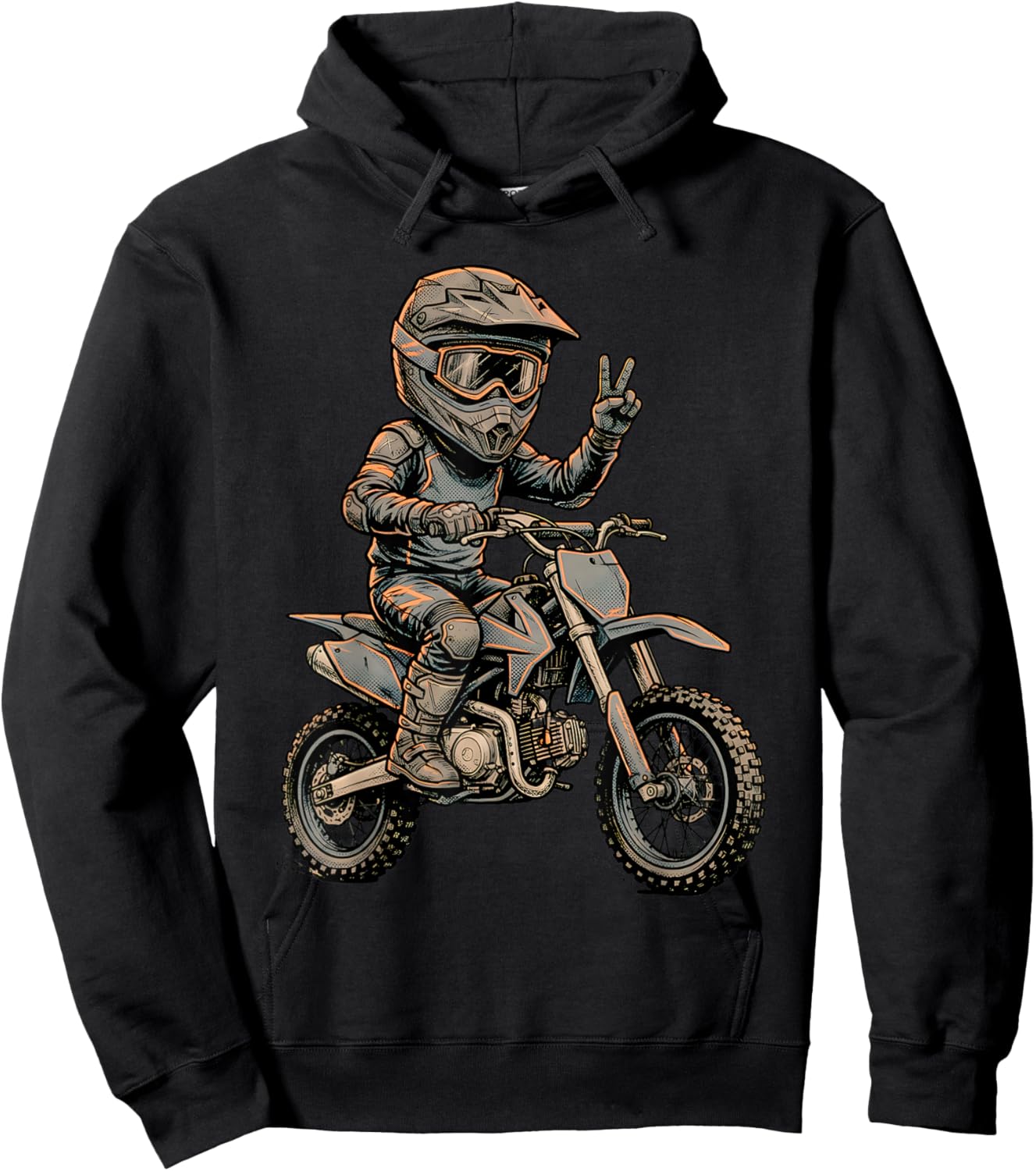 Dirt Bike Art Rider Motocross Motorcycle Dirtbike Boys Kids Hoodie - Hoodie | Black