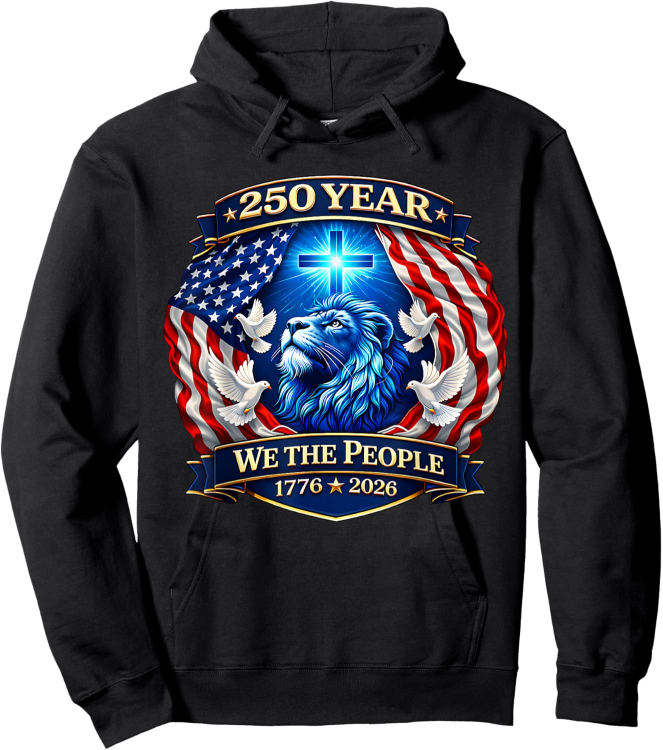 250 Years American 1776 2026 250th USA Patriotic 4th of July Hoodie - Hoodie | Black