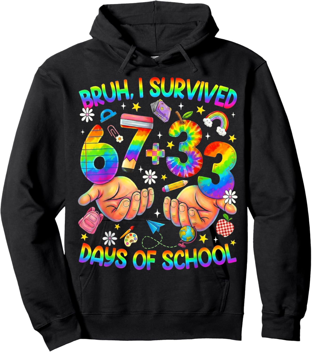 Bruh Its My 67 33 Days of School Funny Boys Kids 100th Day Hoodie - Hoodie | Black