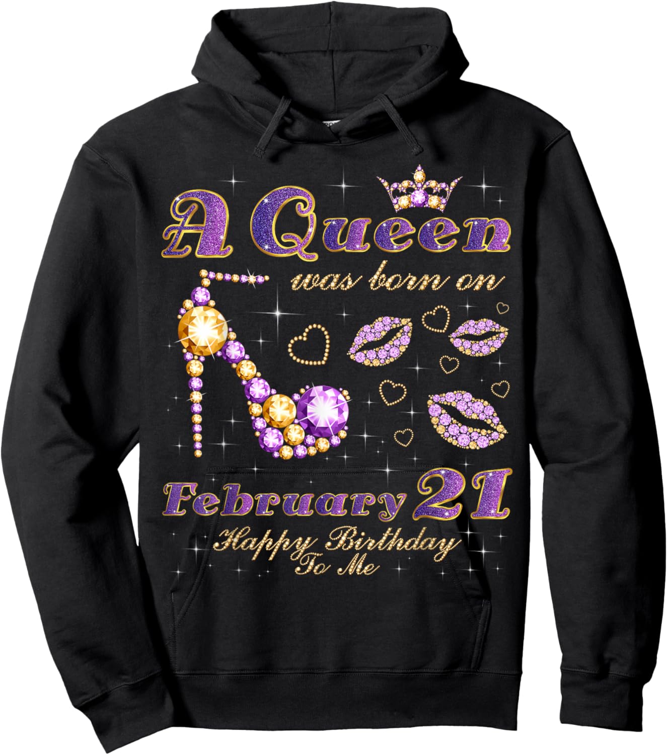 A Queen was Born on February 21, 21st February Birthday Hoodie - Hoodie | Black
