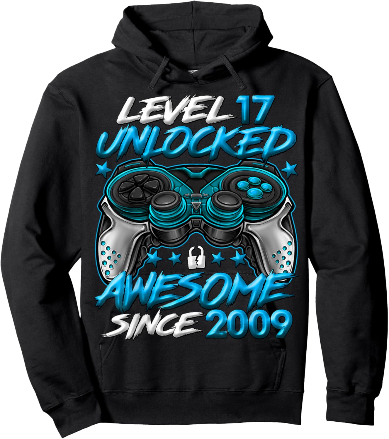 Level 17 Unlocked 17 Year Old Gifts Boys 17th Birthday Boy Hoodie - Hoodie | Black