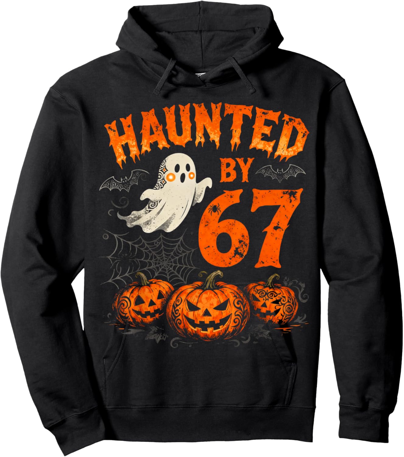 Halloween Haunted by 67 Funny Halloween Ghost Six Seven Meme Hoodie - Hoodie | Black