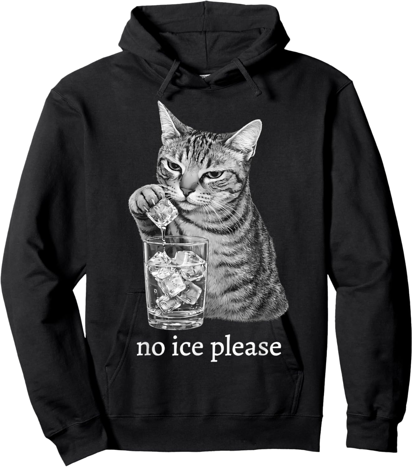 No Ice Please Funny Cat Meme Men Women Hoodie - Hoodie | Black