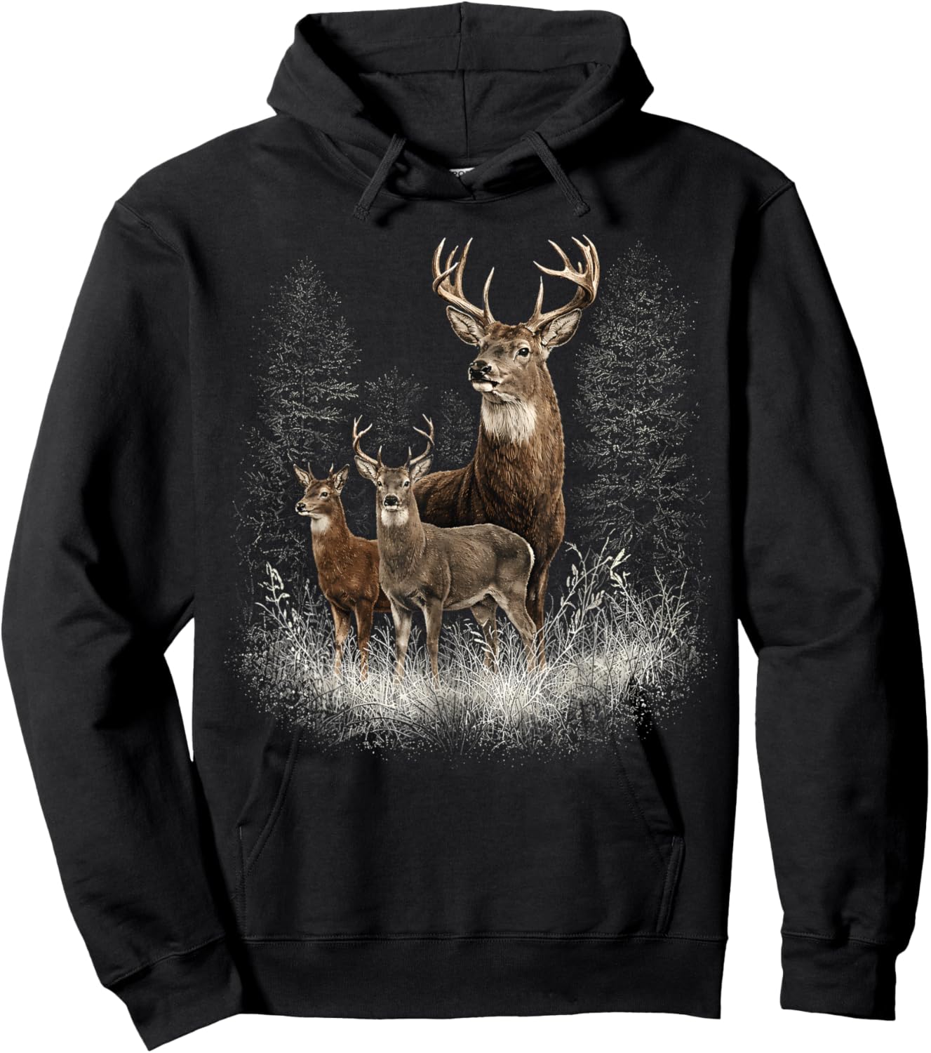 Deer Forest Nature Lover Vintage Deer Hunting Hunter Hoodie - Hoodie | Black