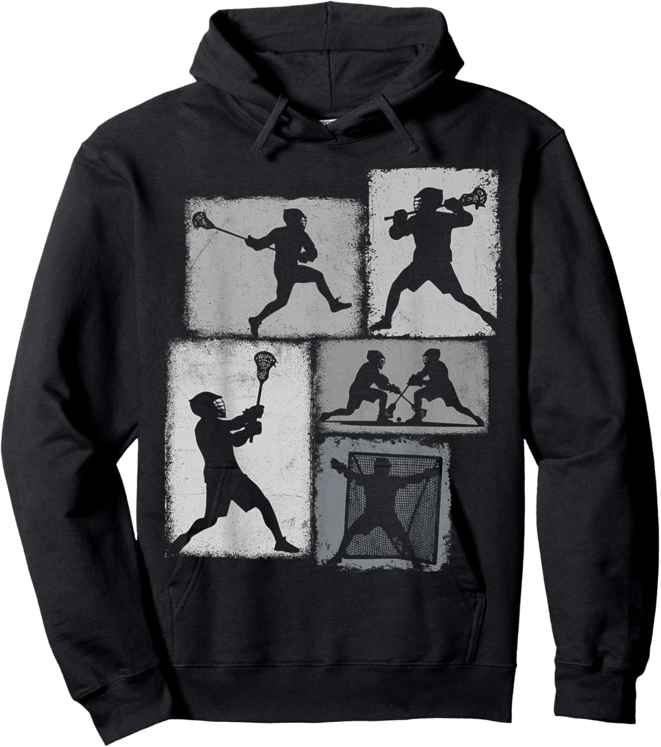 Lacrosse Player Collage Men Kids Coach Youth Boys Hoodie - Hoodie | Black