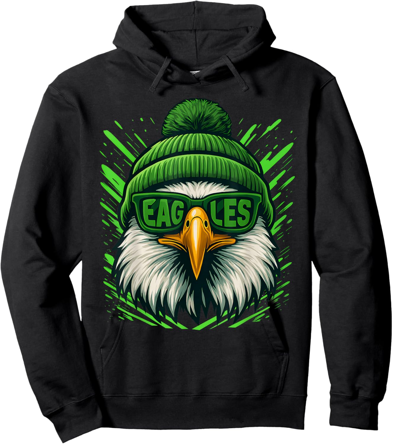 Funny Retro Eagle with Sunglasses Cool Women Kids Hoodie - Hoodie | Black
