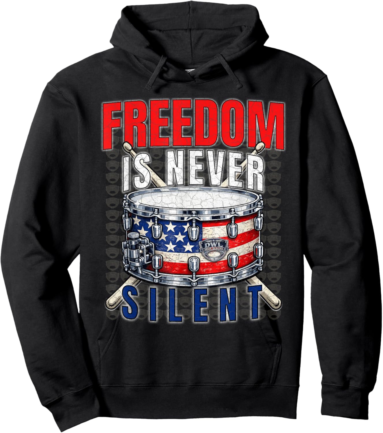 Patriotic Drummer USA Snare Drum American Flag Gift Design Hoodie - Hoodie | Black