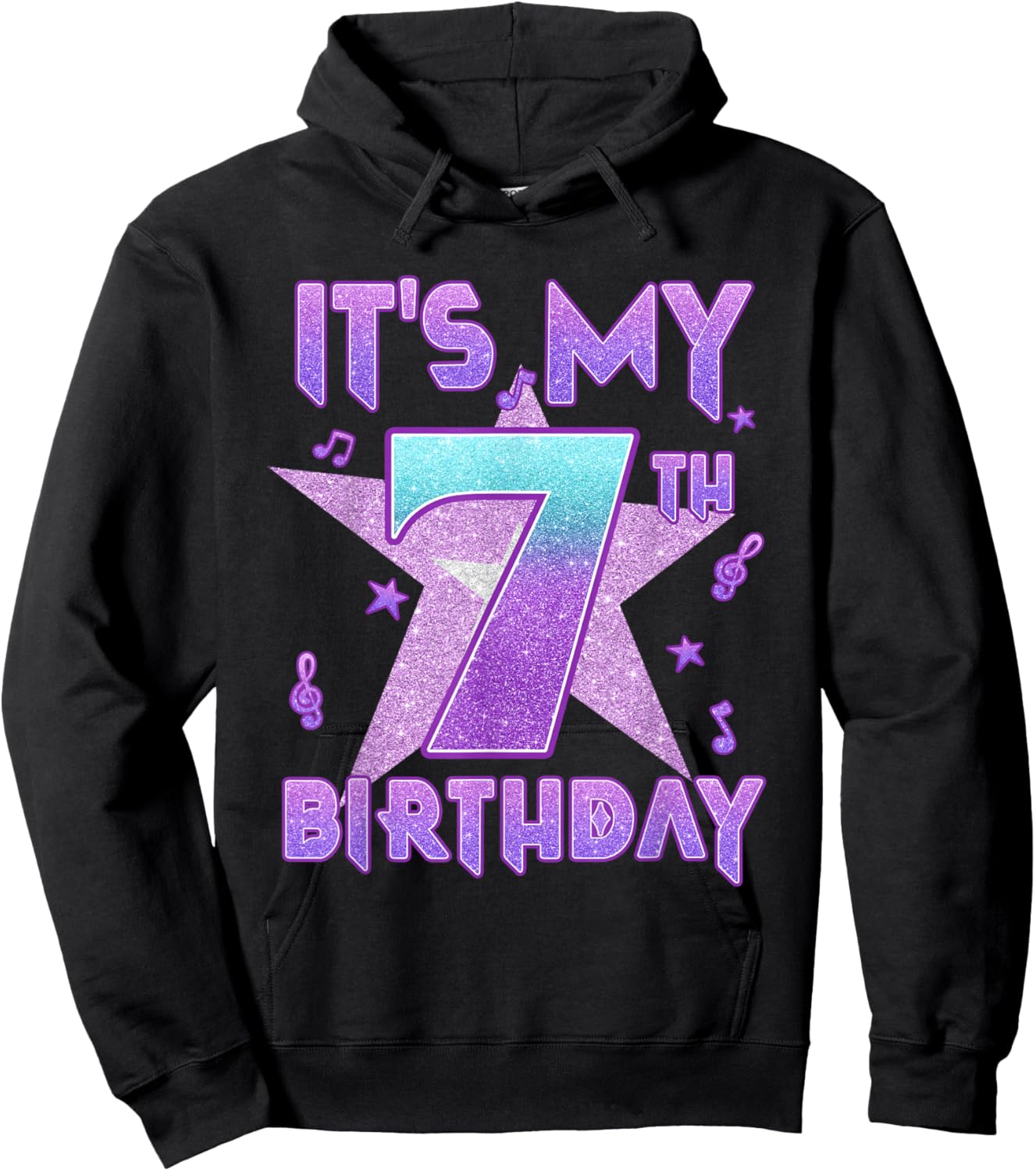It's My 7th Birthday Kpop Kids Toddler Birthday Girl Hoodie - Hoodie | Black