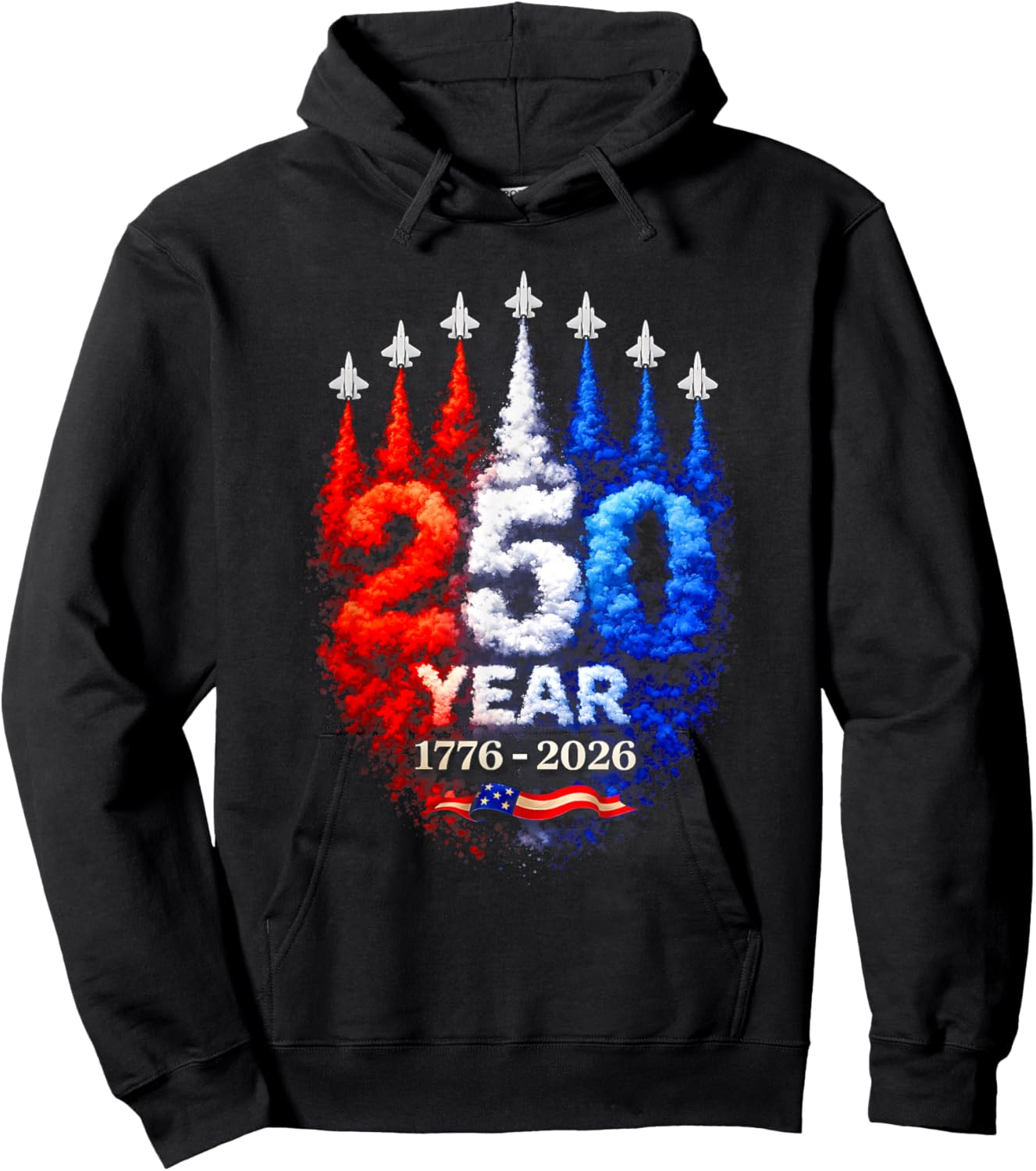 250 Years American 1776 2026 250th USA Patriotic 4th of July Hoodie - Hoodie | Black