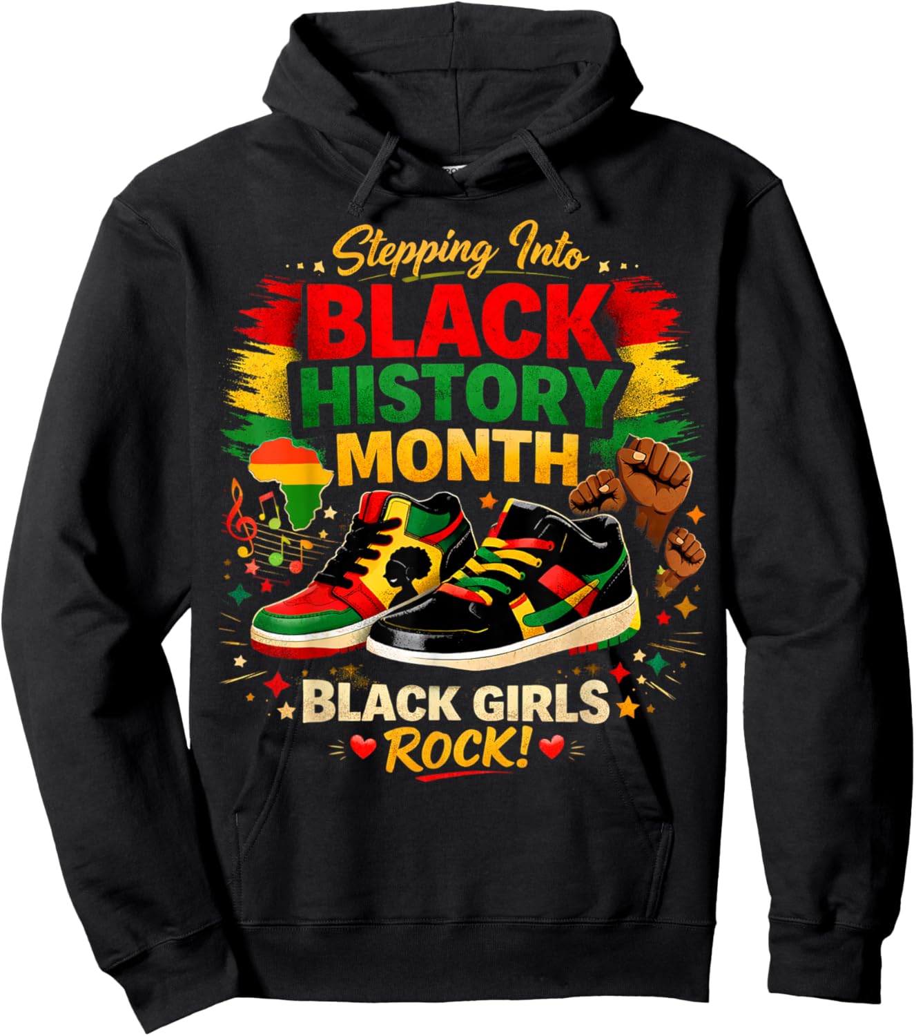 Stepping Into Black History Month Black Girls Sneakers Hoodie - Hoodie | Black