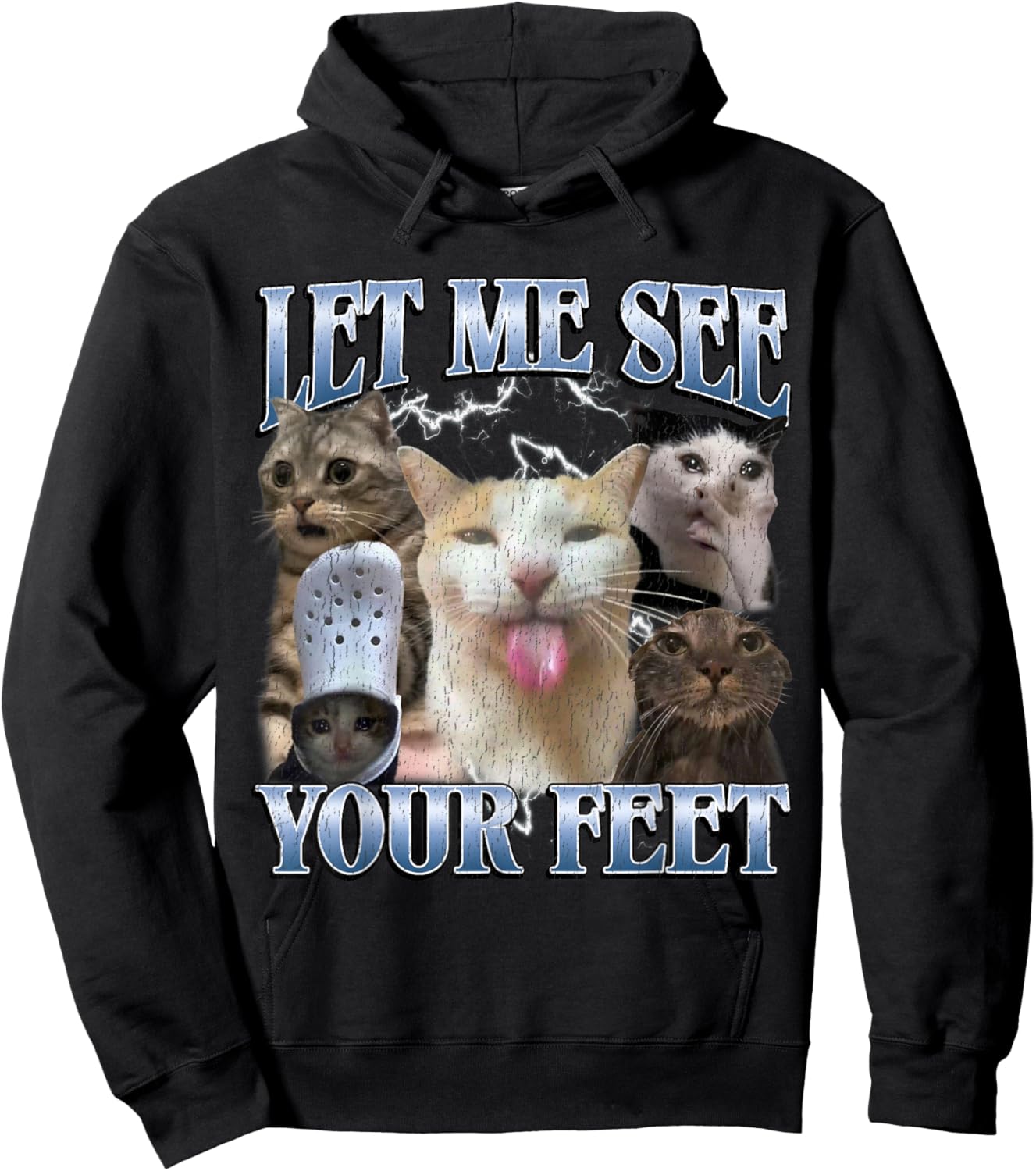 Let Me See Your Feet Funny Offensive Cat Meme Bootleg Hoodie - Hoodie | Black