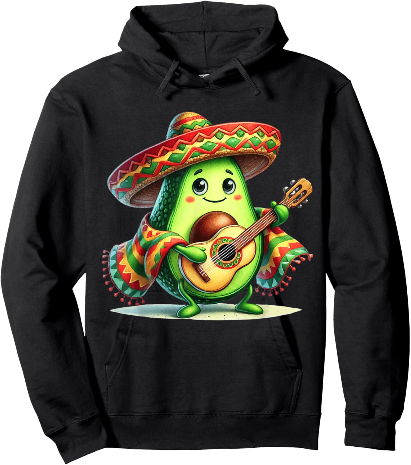 Avocado Sombrero Guitar Cinco de Mayo Boys Kids Men Mexican Hoodie - Hoodie | Black