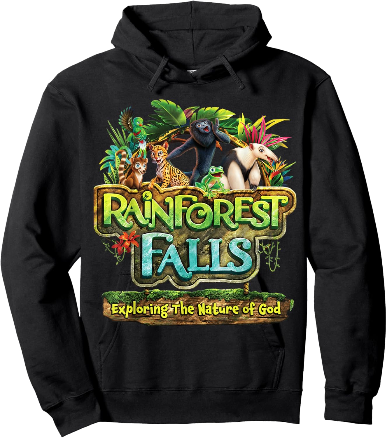 Rainforest Falls VBS 2026 Exploring The Nature of God Kids Hoodie - Hoodie | Black