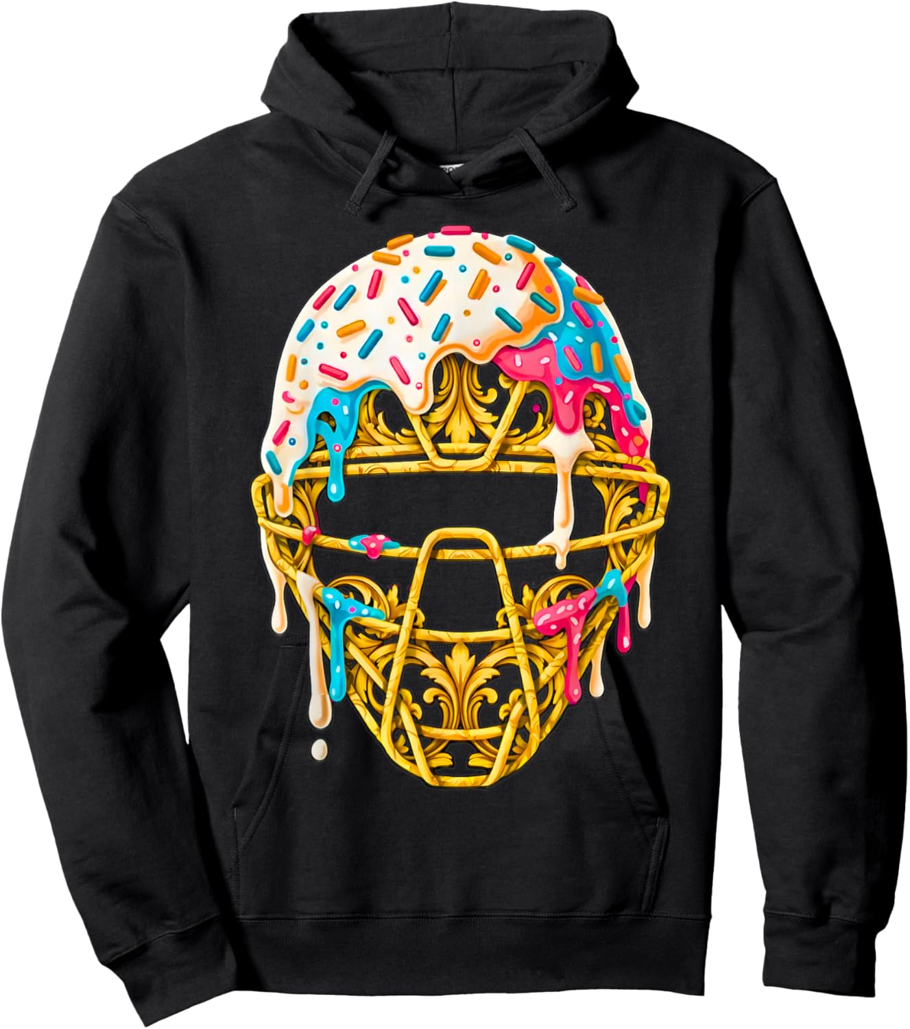 Baseball Drip for Boys Ice Cream Drip Youth Boys Catcher's Hoodie - Hoodie | Black
