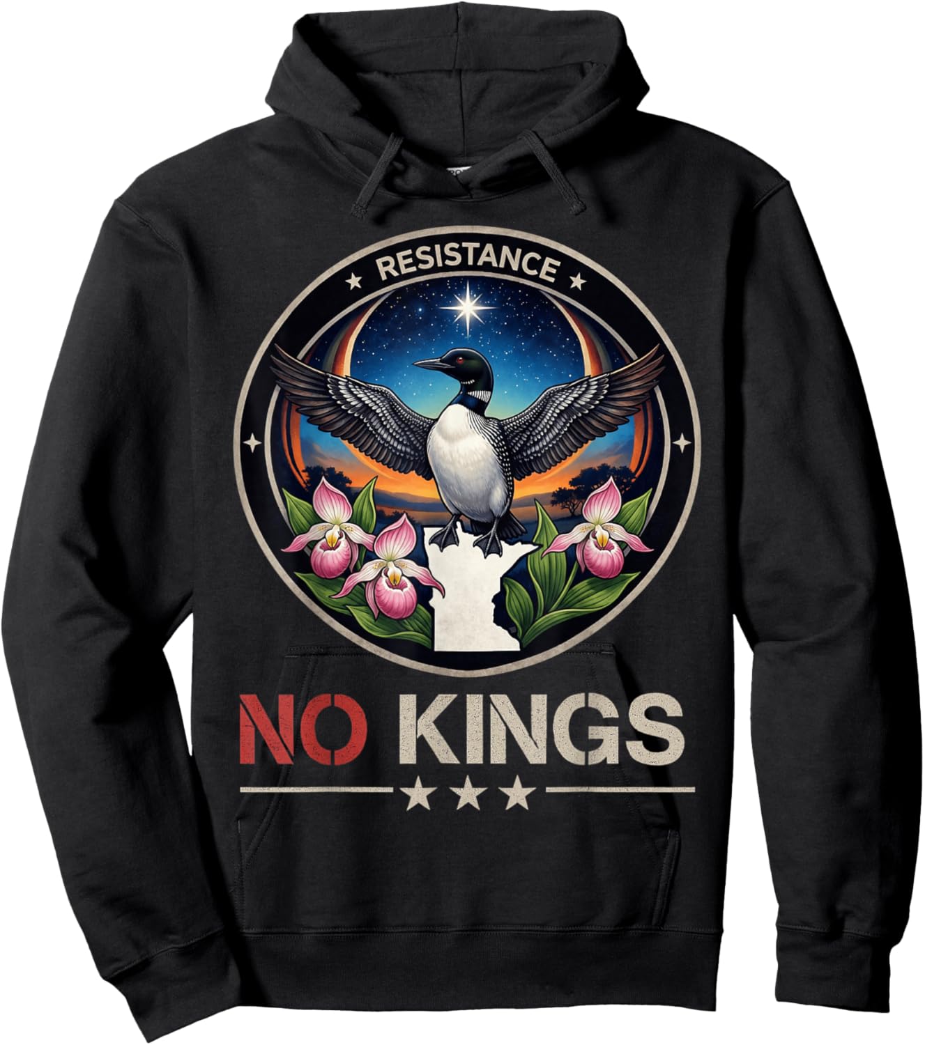 Minnesota MN Rebel Bird Resist No Kings Day Protest 2026 Hoodie - Hoodie | Black