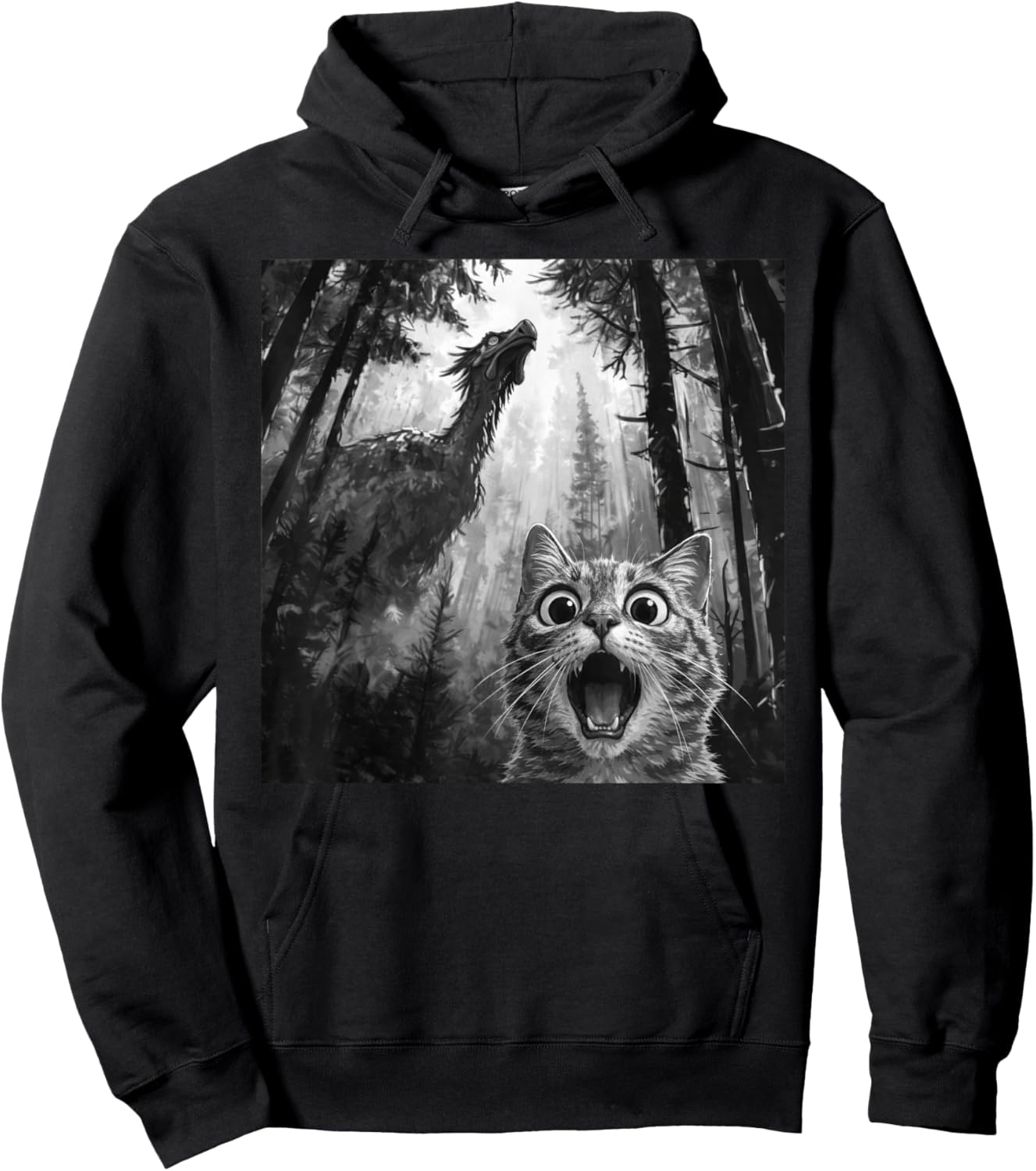 Black Cat Selfie with Dragon Funny Hoodie - Hoodie | Black