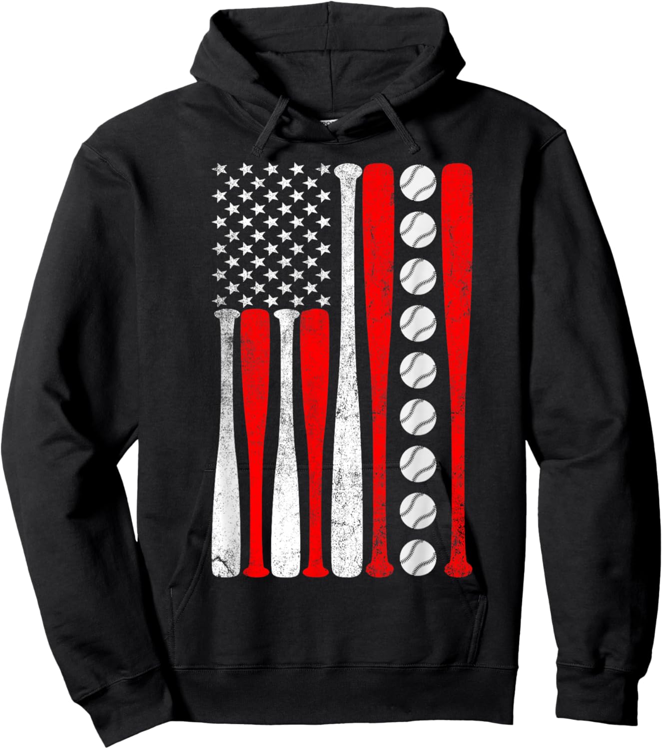 Baseball USA Flag Baseball Lover Baseball dad Hoodie - Hoodie | Black