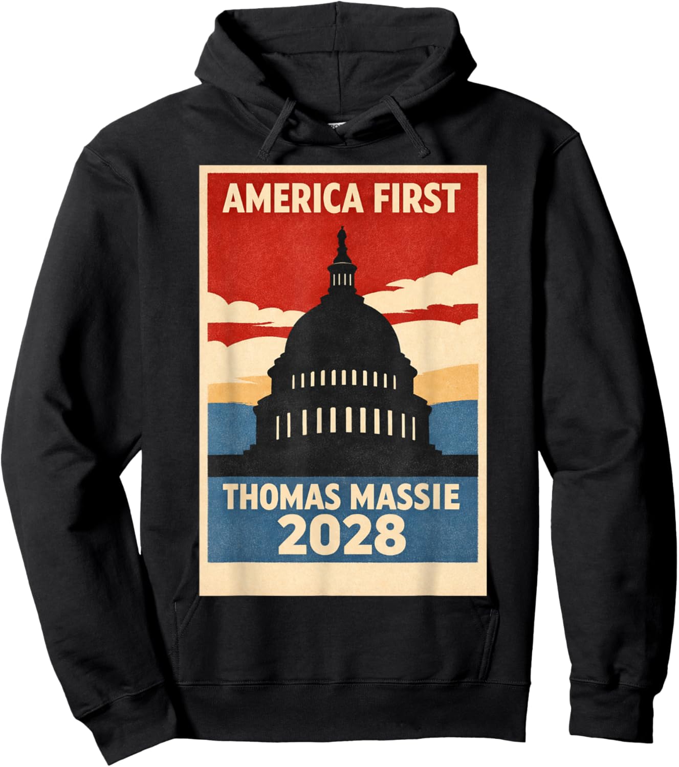 Pon Paul Thomas Massie Election 2028 President America First Hoodie - Hoodie | Black