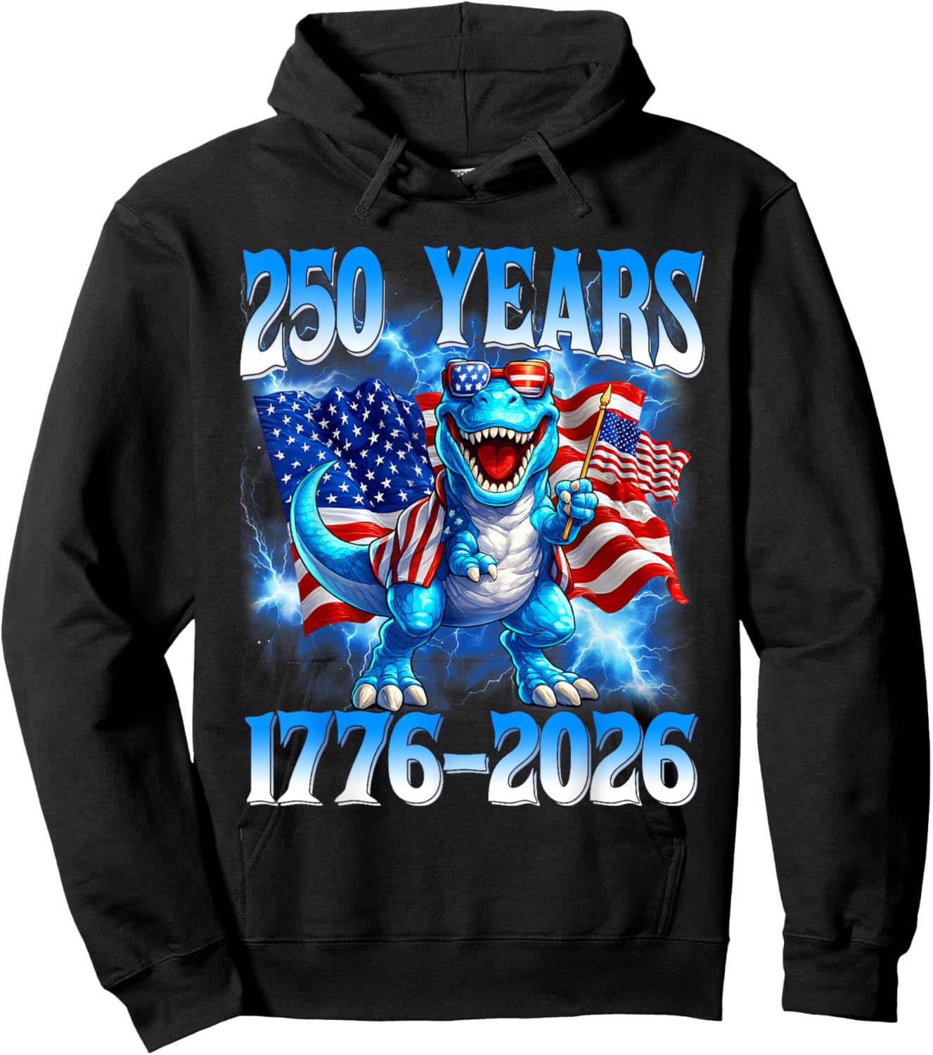 250 Years American 1776 2026 250th Toddler Boys 4th of July Hoodie - Hoodie | Black