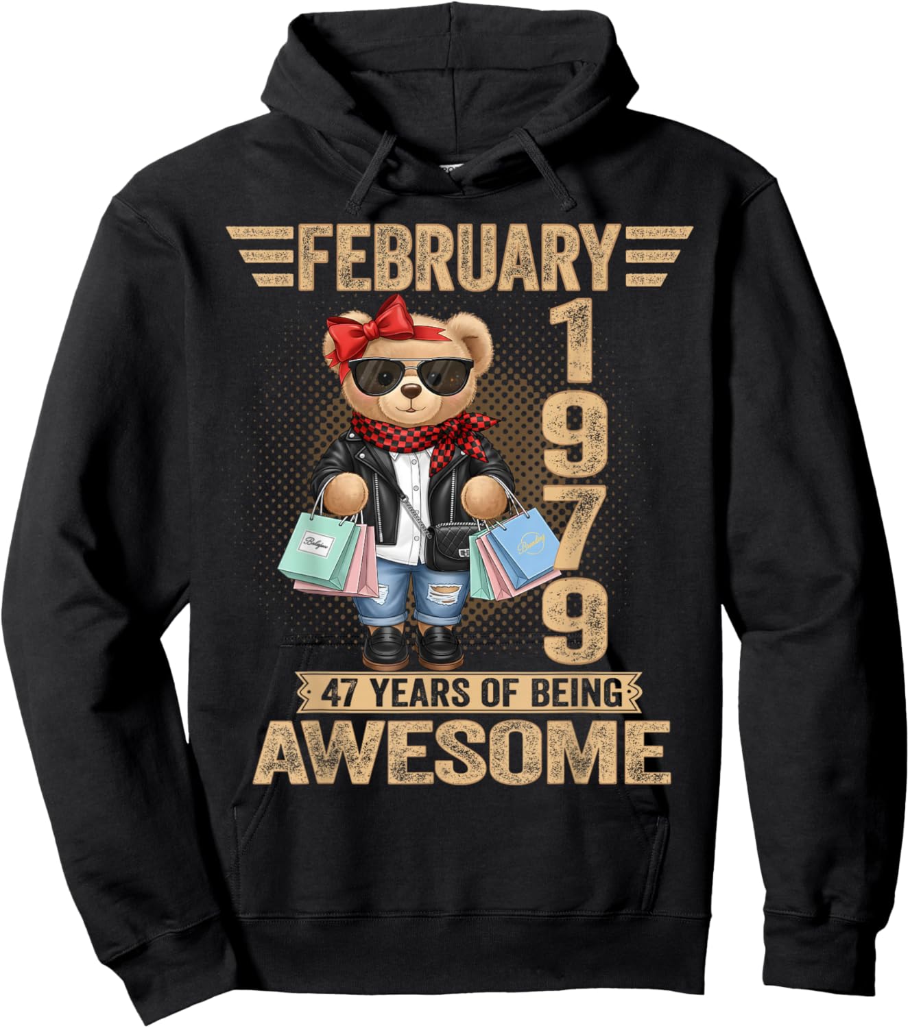 47 Year Old February 1979 Teddy Bear 47th Birthday Women Hoodie - Hoodie | Black