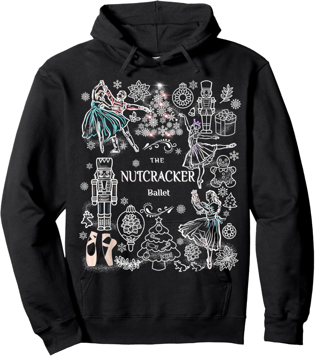 The Nutcracker Ballet Clara Christmas Tree Holiday Dance Hoodie - Hoodie | Black