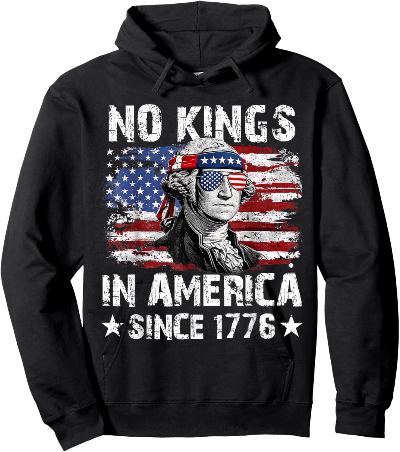 No Kings in America Since 1776 American Flag 4th July Hoodie - Hoodie | Black