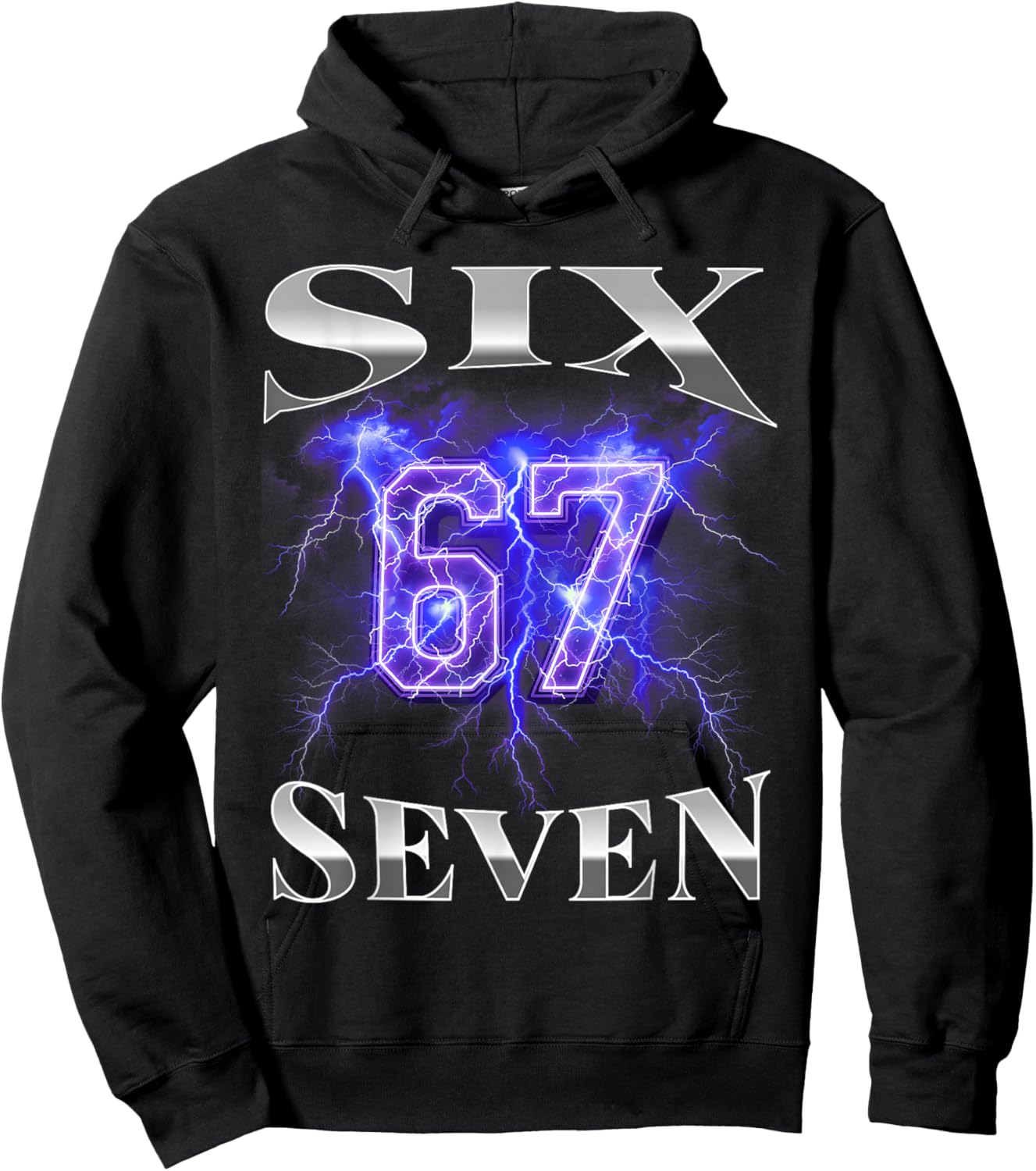 Six Seven 67 Meme Bootleg Style 90s 80s Alpha Gen Slang Hoodie - Hoodie | Black