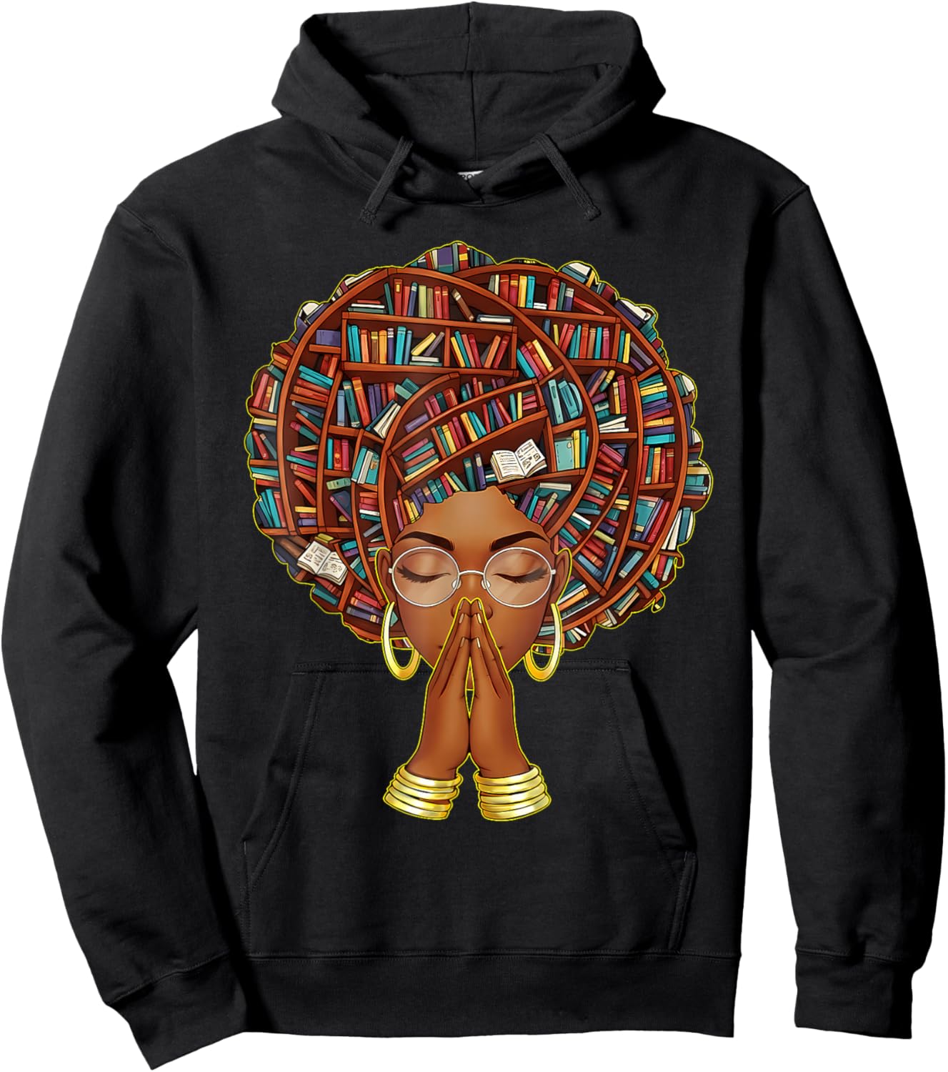 Black History Month Afro Book Lover Women Girls Librarian Hoodie - Hoodie | Black