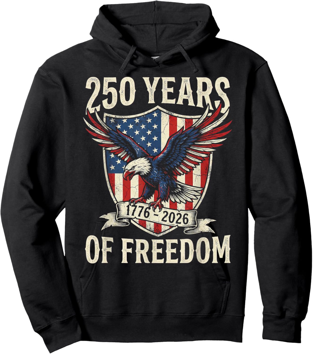 250 Years America Anniversary 250th Independence Day US Flag Hoodie - Hoodie | Black