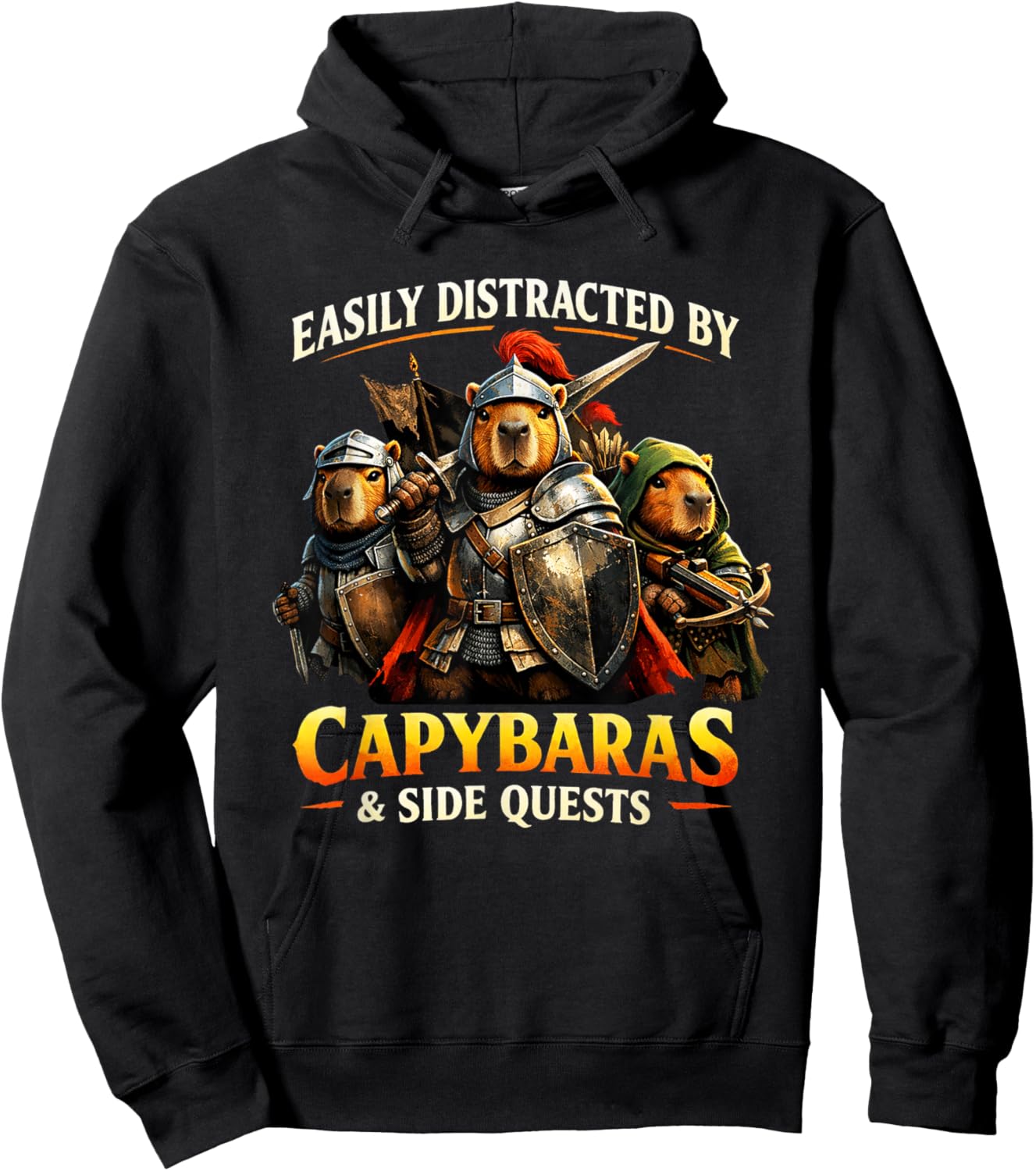 Capybaras and Side Quests Shirt Capybara Lover Men Women Kid Hoodie - Hoodie | Black