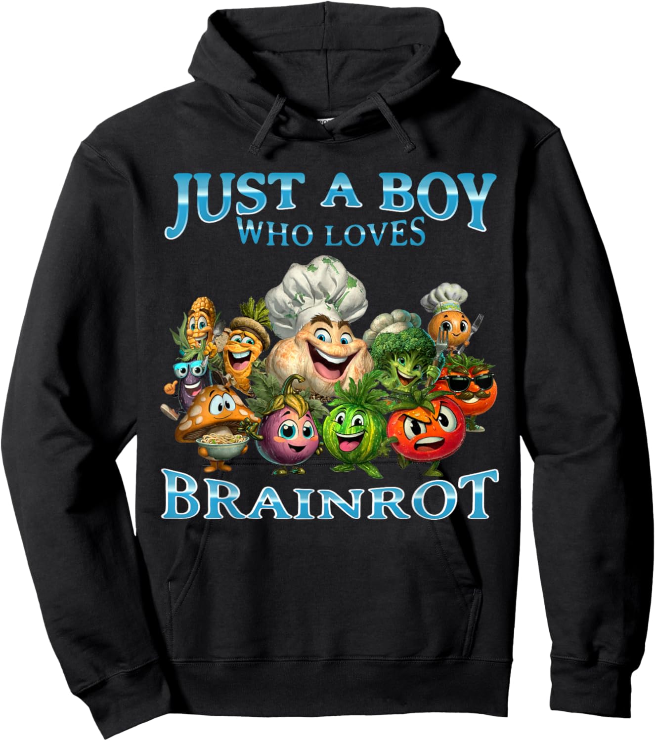 Boy Loves Italian Brainrot Funny Vegetable Weird Veggies Hoodie - Hoodie | Black