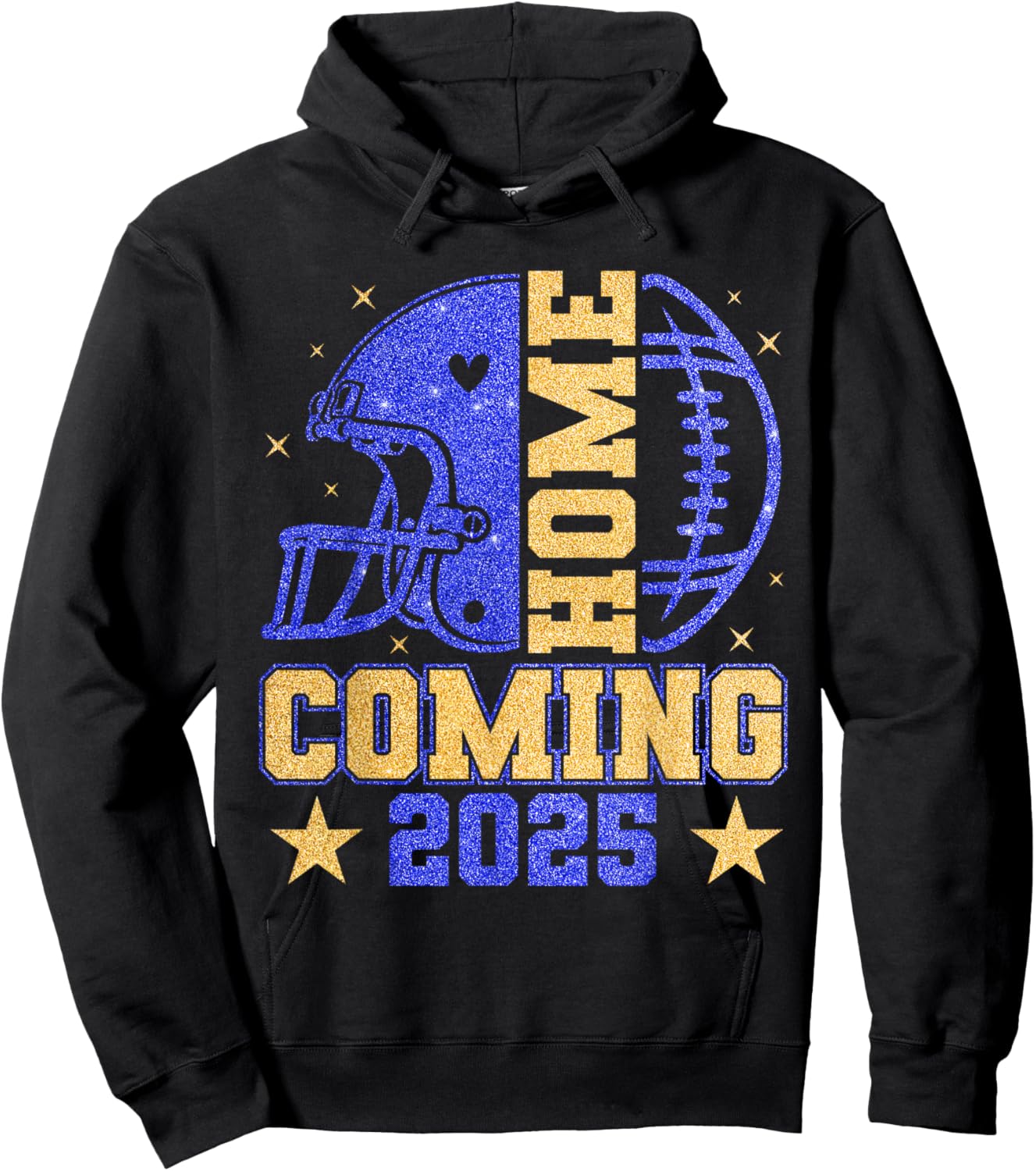Homecoming 2025 HOCO Football Mama Girl Blue Gold Vibes Hoodie - Hoodie | Black