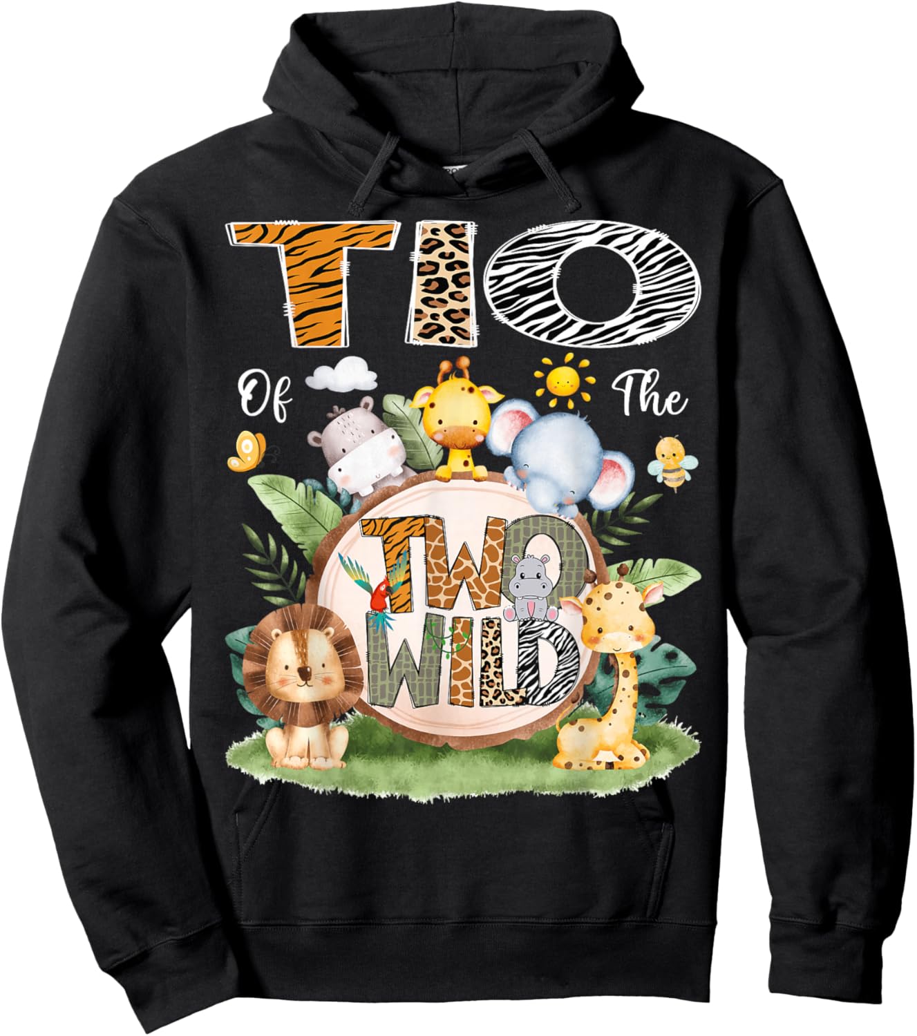 TIO of The Two Wild 2nd Birthday Boy Jungle Safari Hoodie - Hoodie | Black