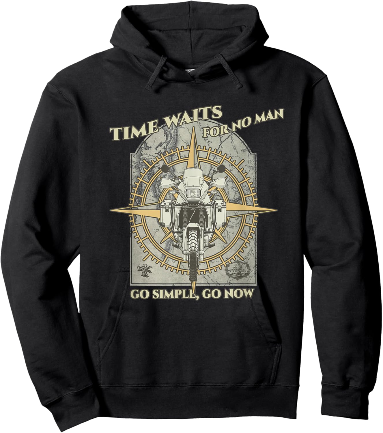 Time Waits for No Man Adventure ADV Riding Motorcycle Hoodie - Hoodie | Black