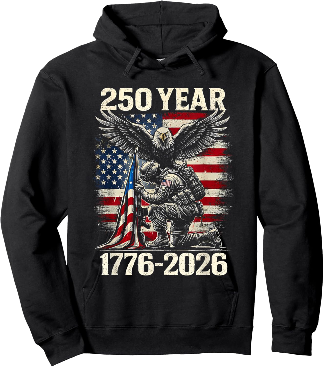 250 Years 1776 2026 250th Vintage 4th July Independence Day Hoodie - Hoodie | Black