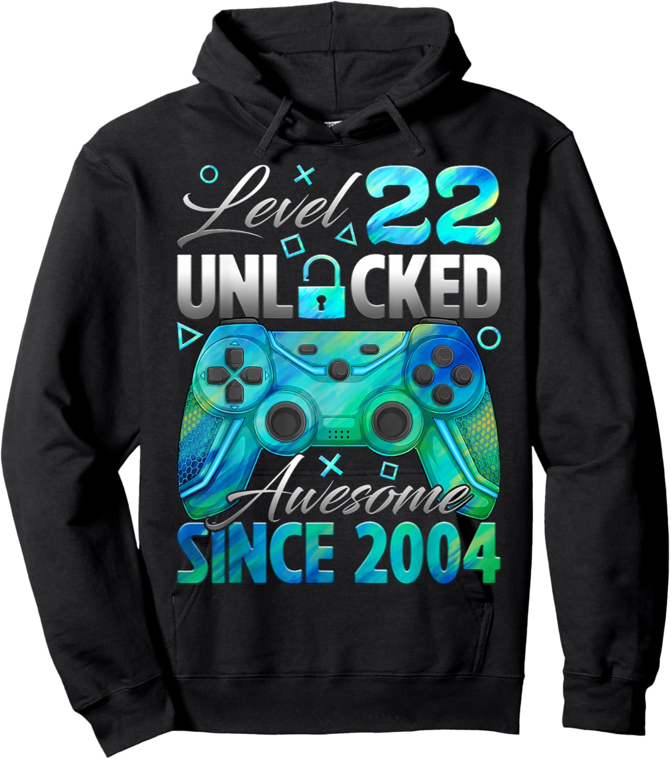 Level 22 Unlocked Awesome Since 2004 22nd Birthday Gamer Hoodie - Hoodie | Black