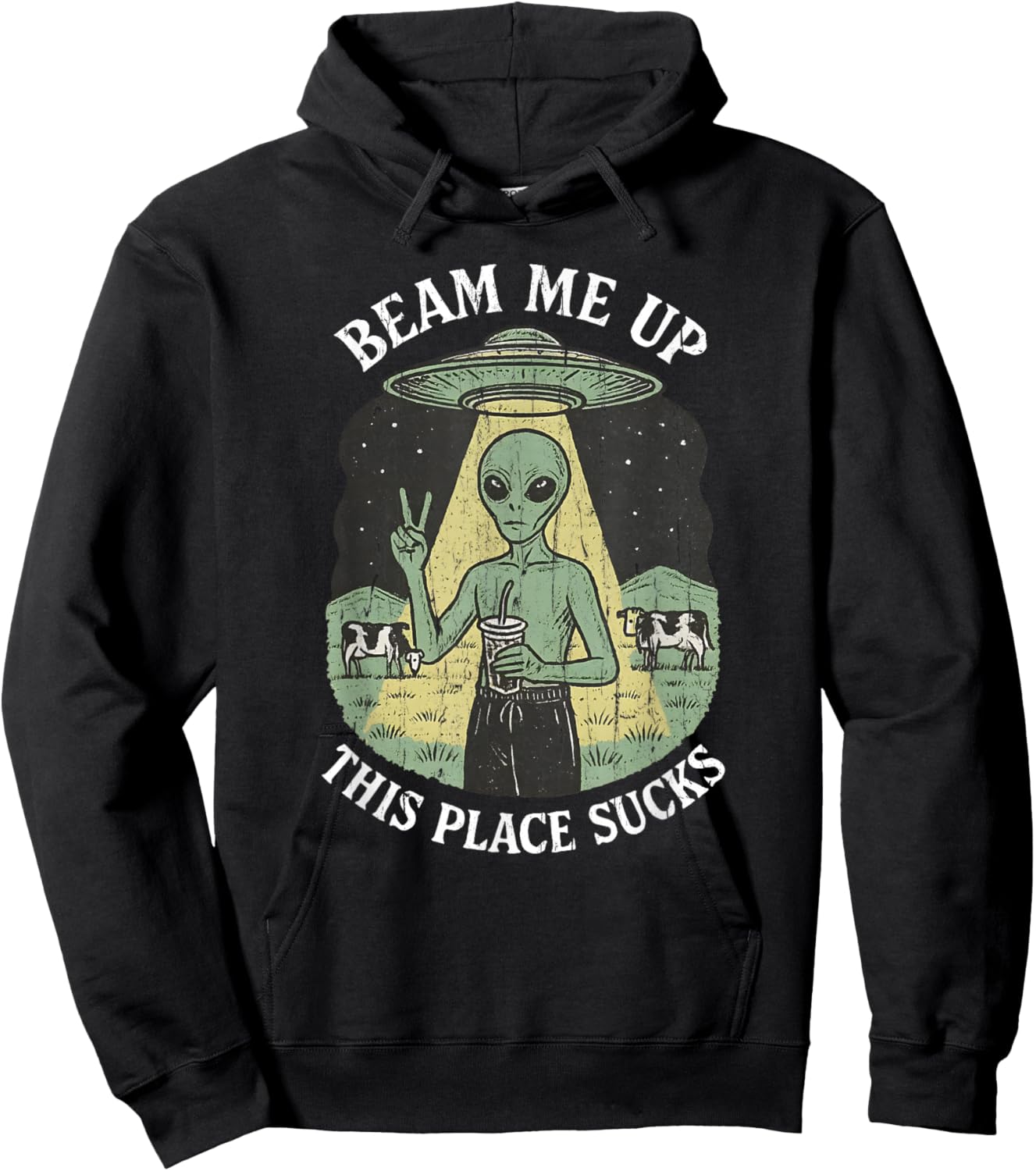 Beam Me Up This Place Sucks Hoodie - Hoodie | Black