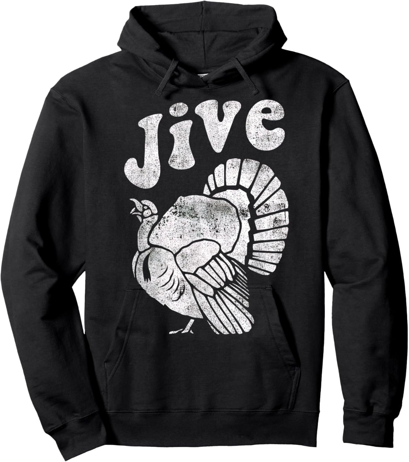 Funny Retro Jive Turkey Distressed Thanksgiving Hoodie - Hoodie | Black