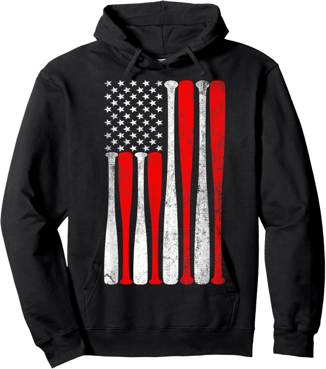 Baseball USA Flag Baseball Lover Baseball dad Hoodie - Hoodie | Black