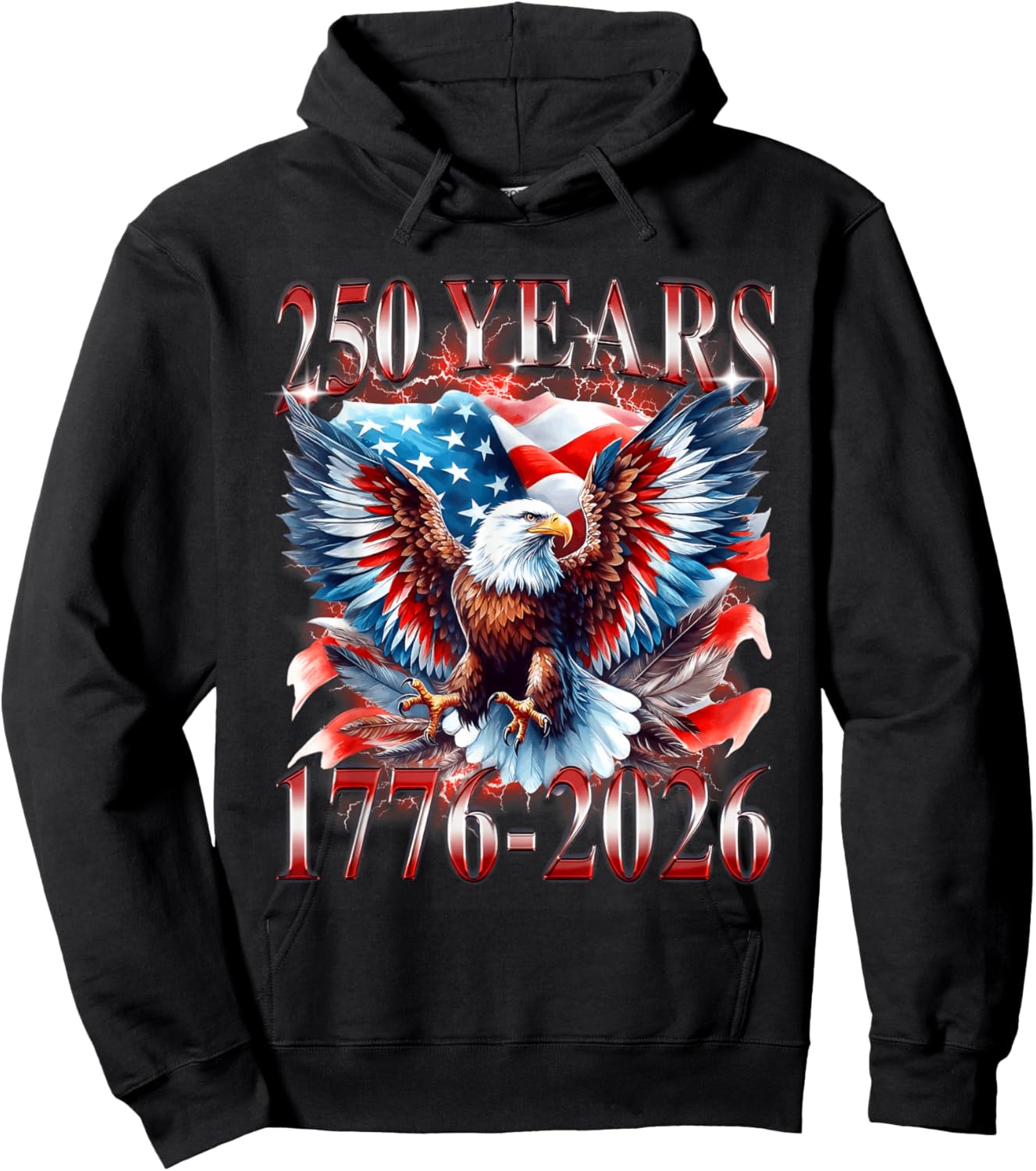 Eagle and Flag 250 Years 1776-2026 250th Birthday Hoodie - Hoodie | Black