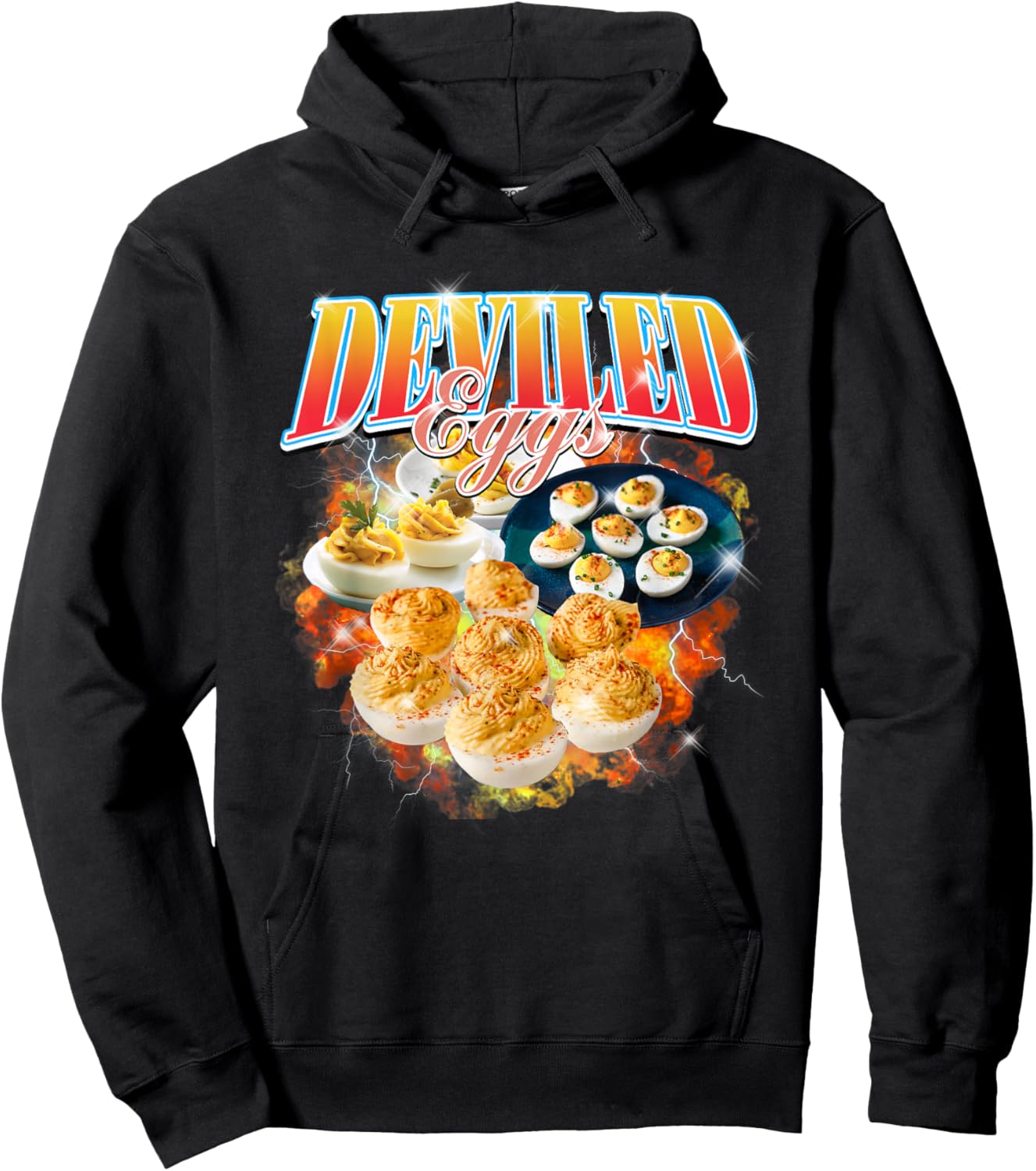 Thanksgiving Deviled Eggs Bootleg 90's Rap Rock Vintage Hoodie - Hoodie | Black