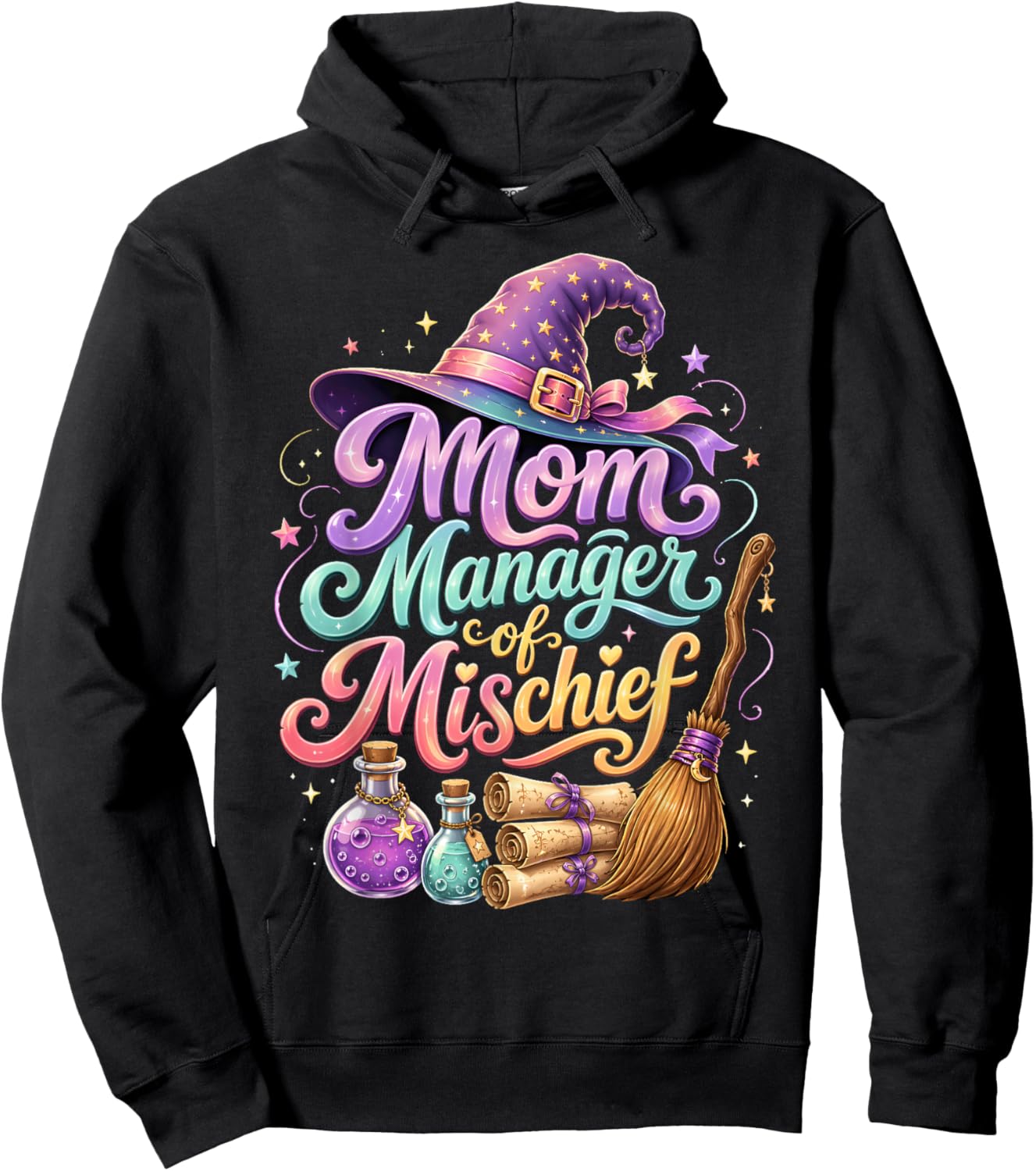 Mom Manager of Mischief Mother's Day Funny Women Magical Hoodie - Hoodie | Black